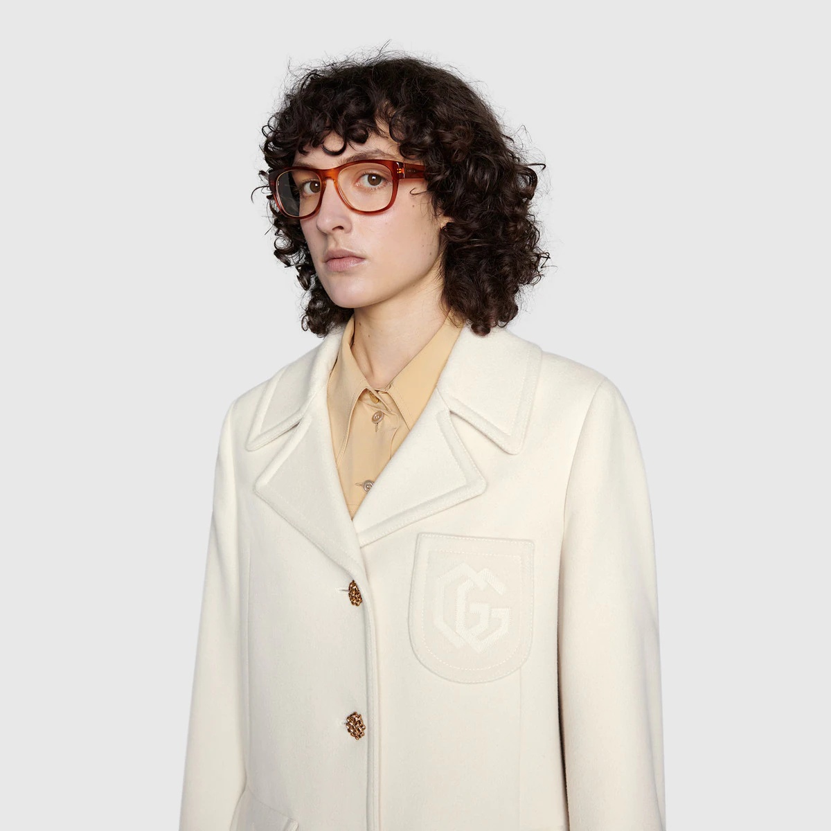 Double G embroidery wool coat - 5