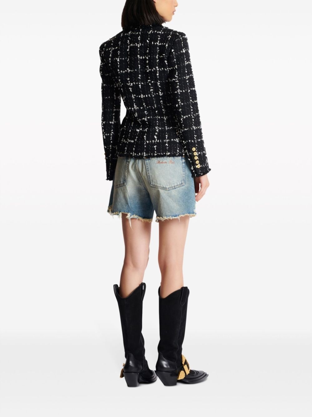 double-breasted tweed blazer - 4