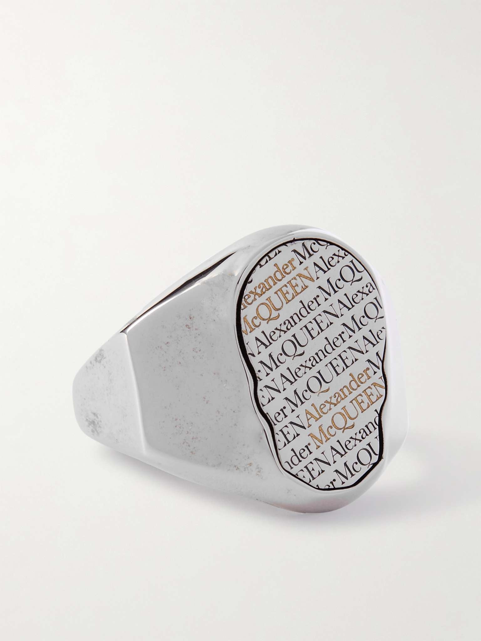 Engraved Silver-Tone Signet Ring - 1