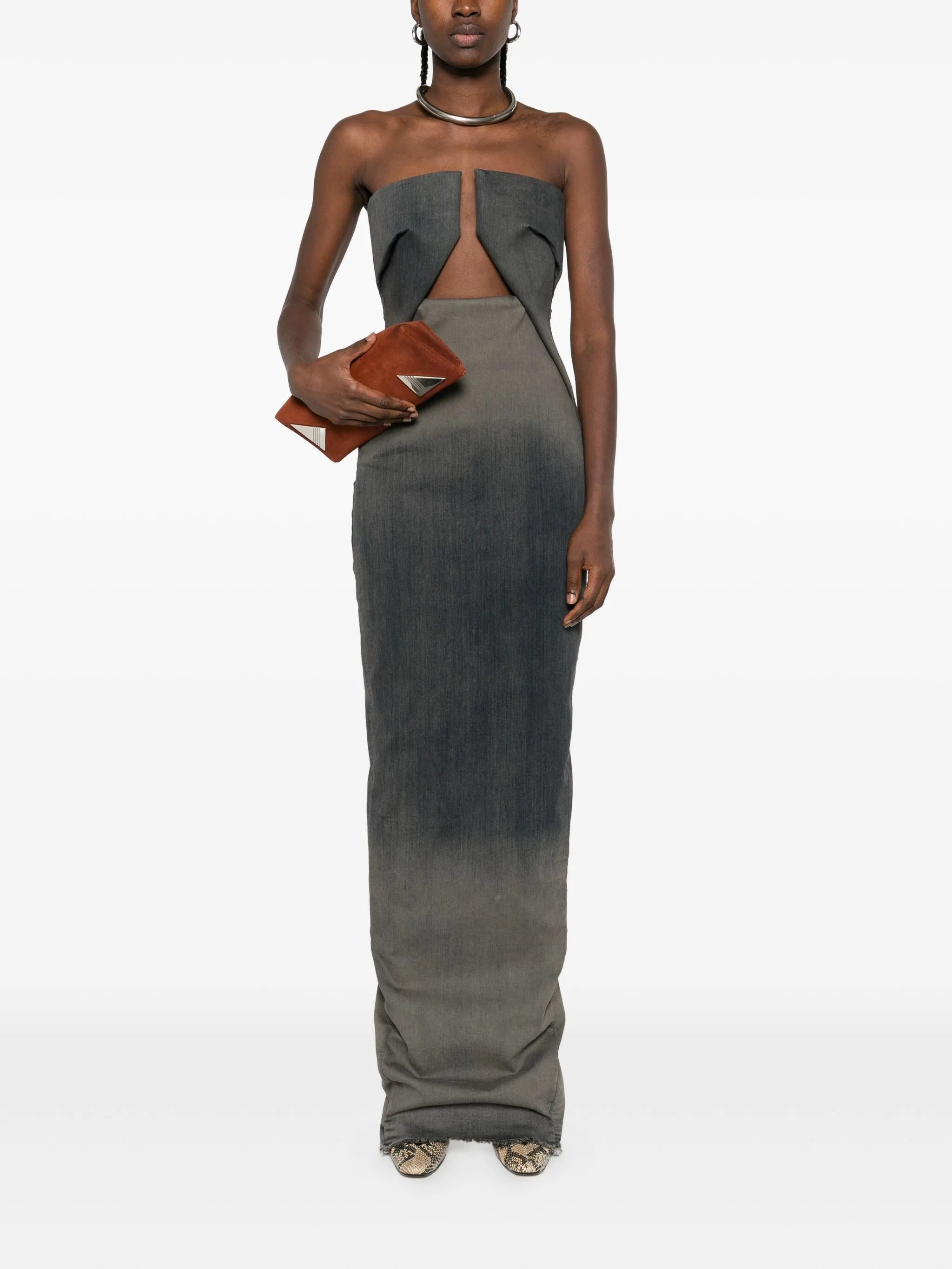 cut-out strapless dress - 2