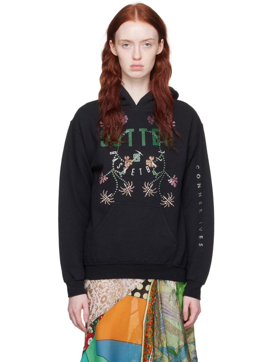 Black Floral Hoodie - 1