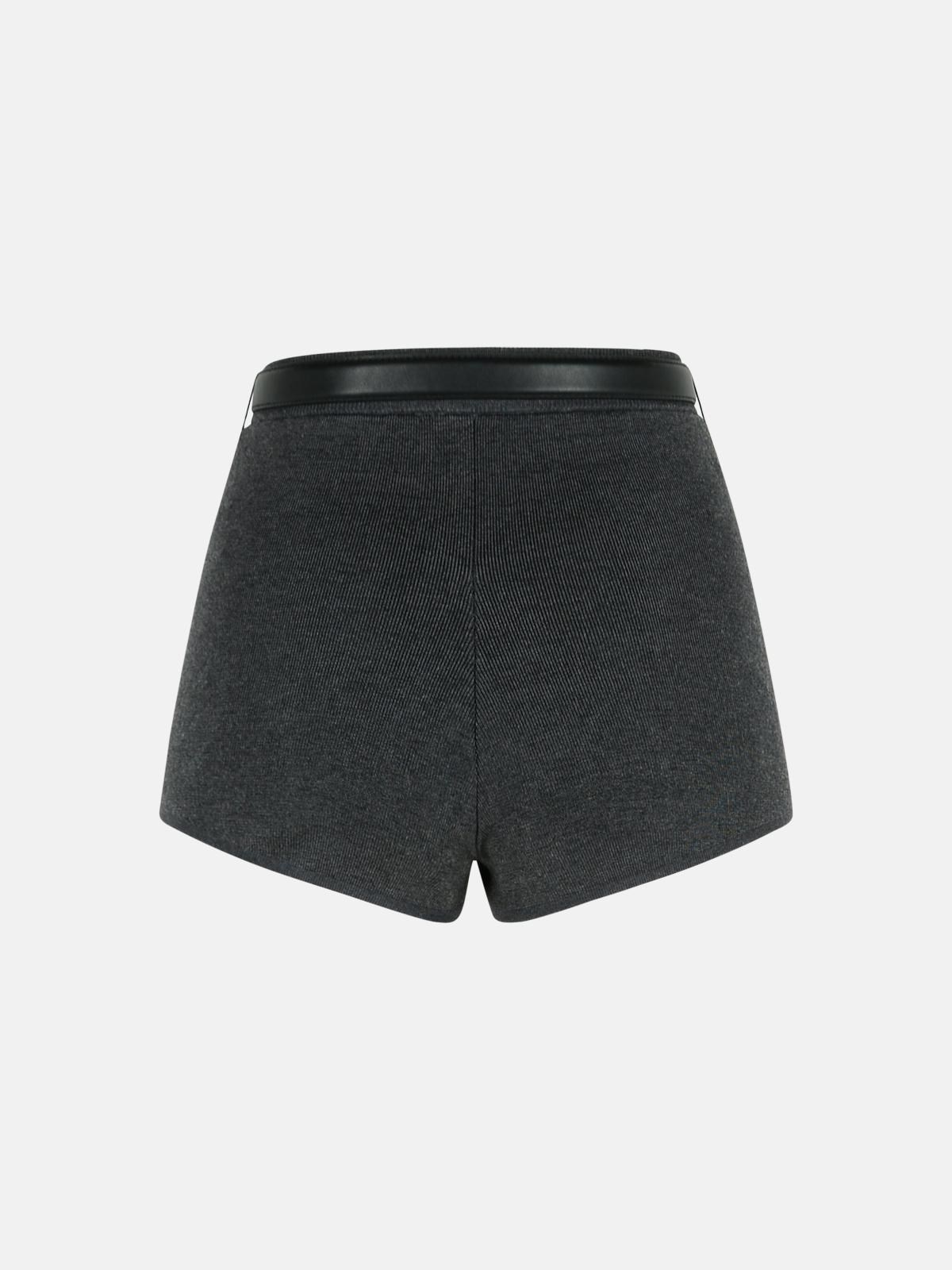 GRAY VISCOSE BLEND SHORTS - 3