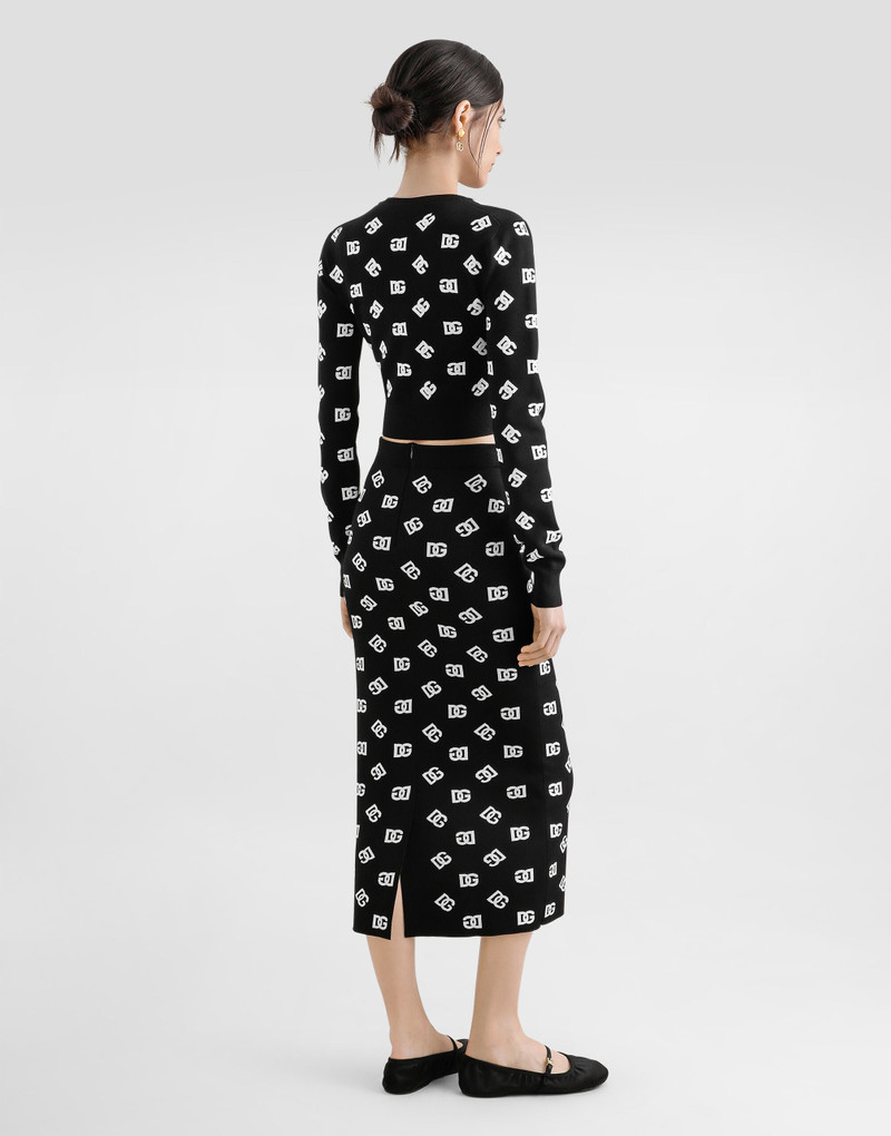 Viscose pencil skirt with jacquard DG logo 3