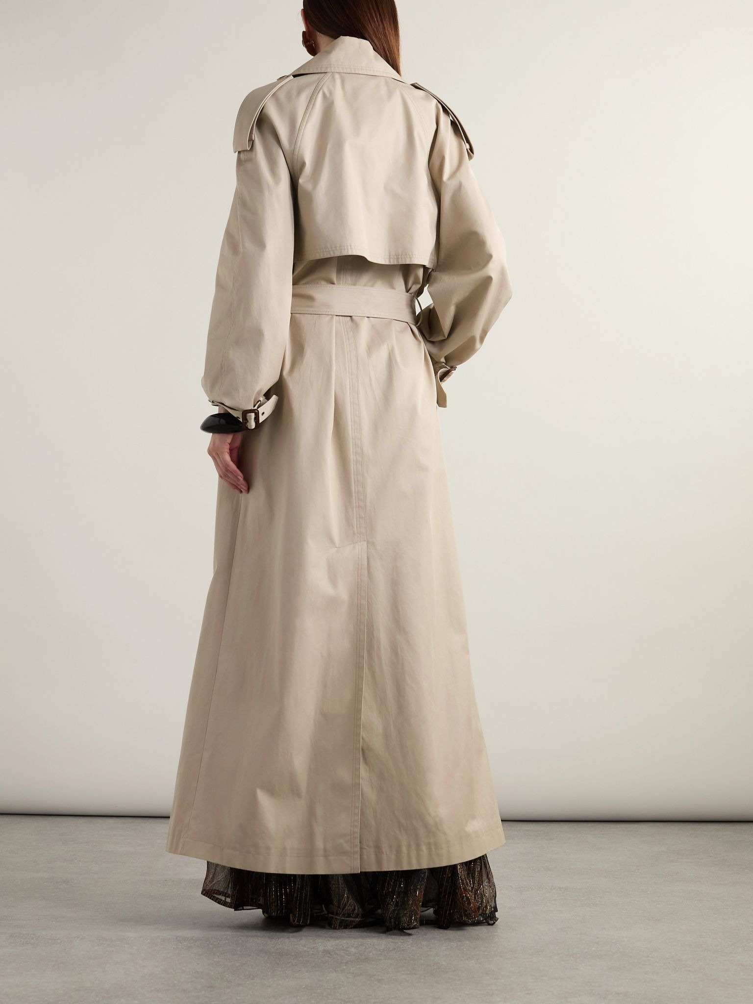 Oversized belted cotton-twill trench coat Beige - 4