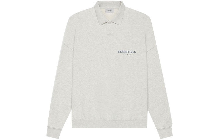 Fear of God Essentials SS21 Long Sleeve French Terry Polo Shirt 'Light Heather Oatmeal' FOG-SS21-600 - 2