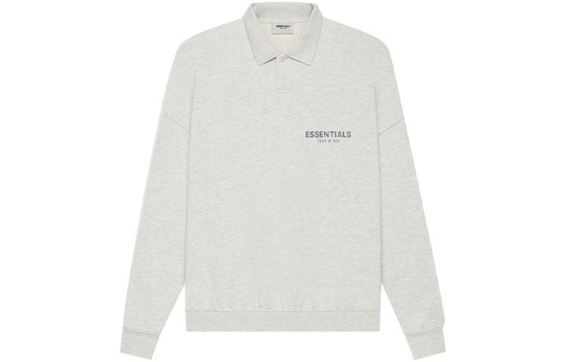 ESSENTIALS Fear of God Essentials SS21 Long Sleeve French Terry Polo Shirt 'Light Heather Oatmeal' FOG-SS21-600 outlook