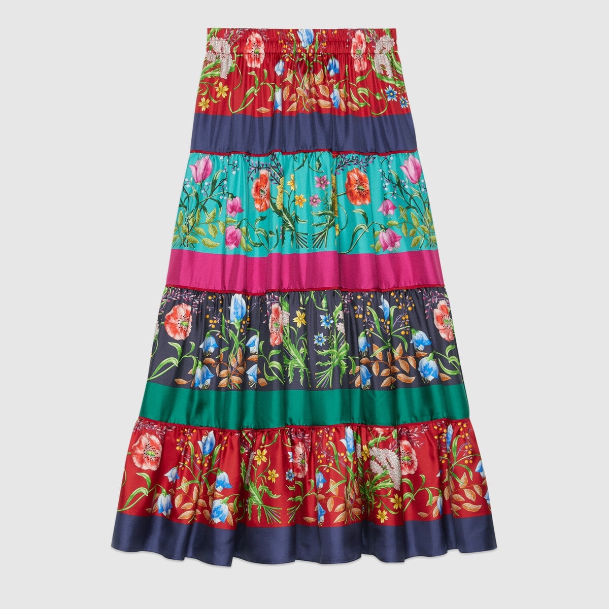 Gucci 100 floral silk skirt - 1