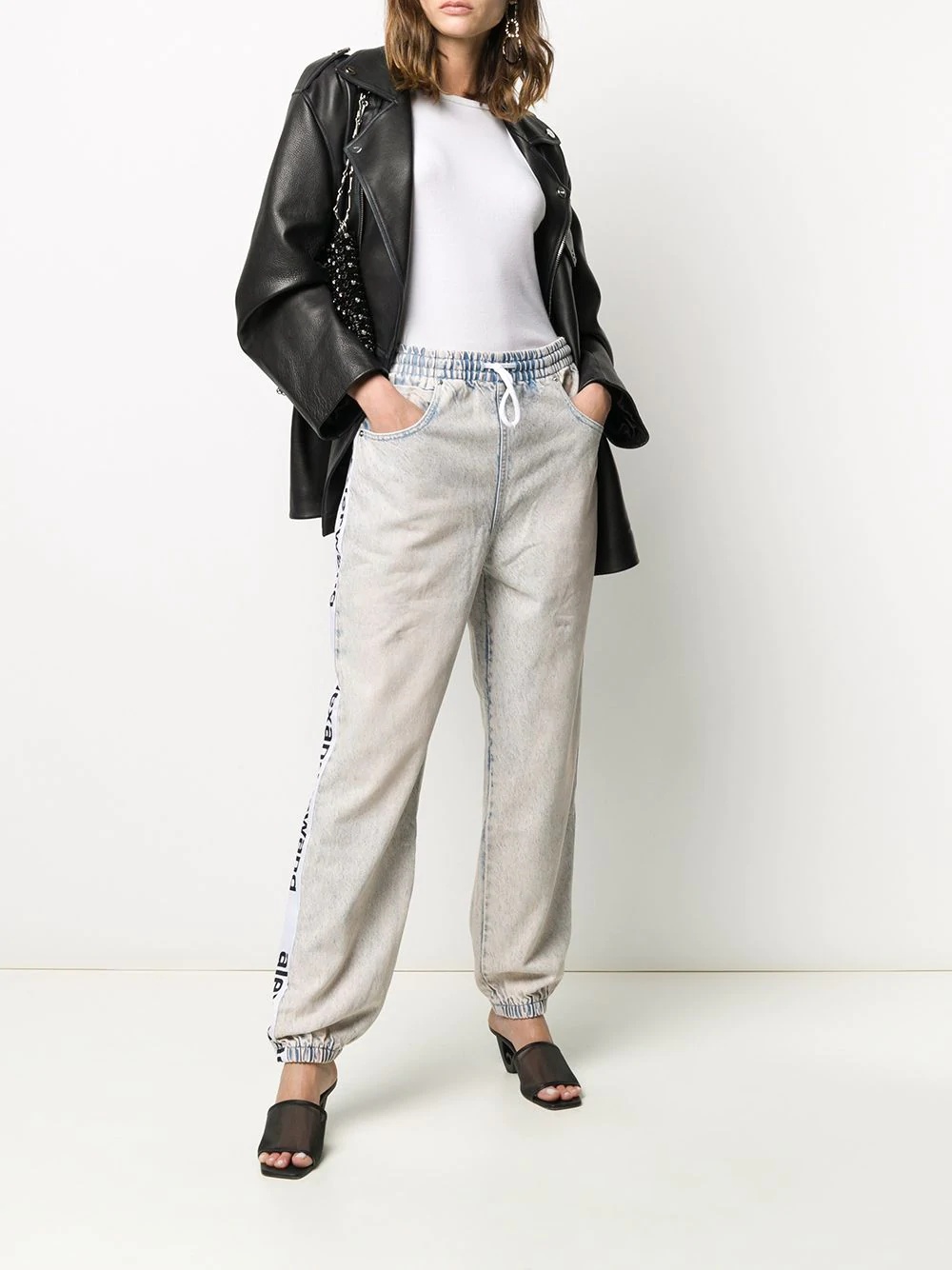 drawstring straight-leg jeans - 2