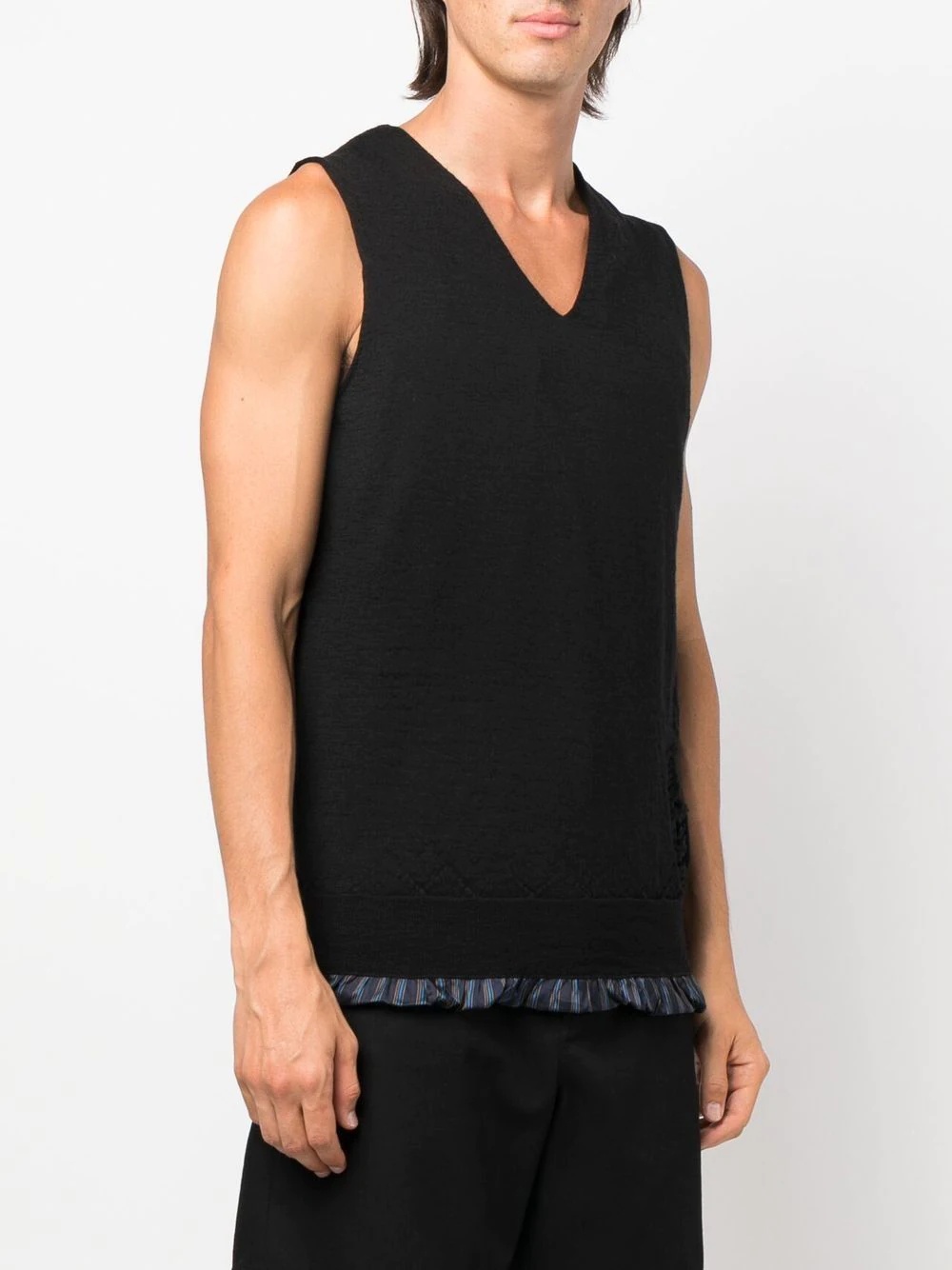 ruched V-neck vest - 3