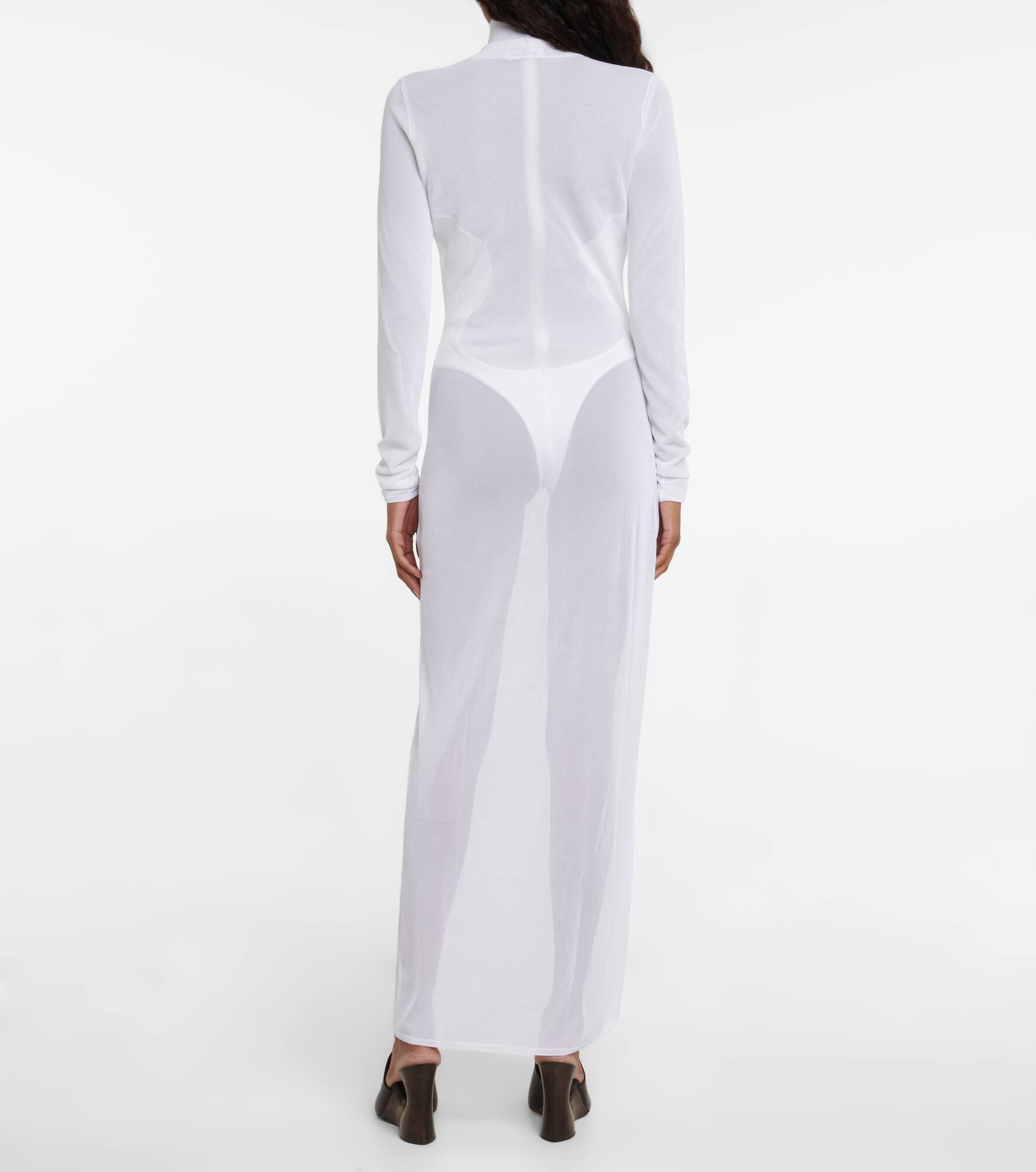 Sheer turtleneck jersey maxi dress - 3