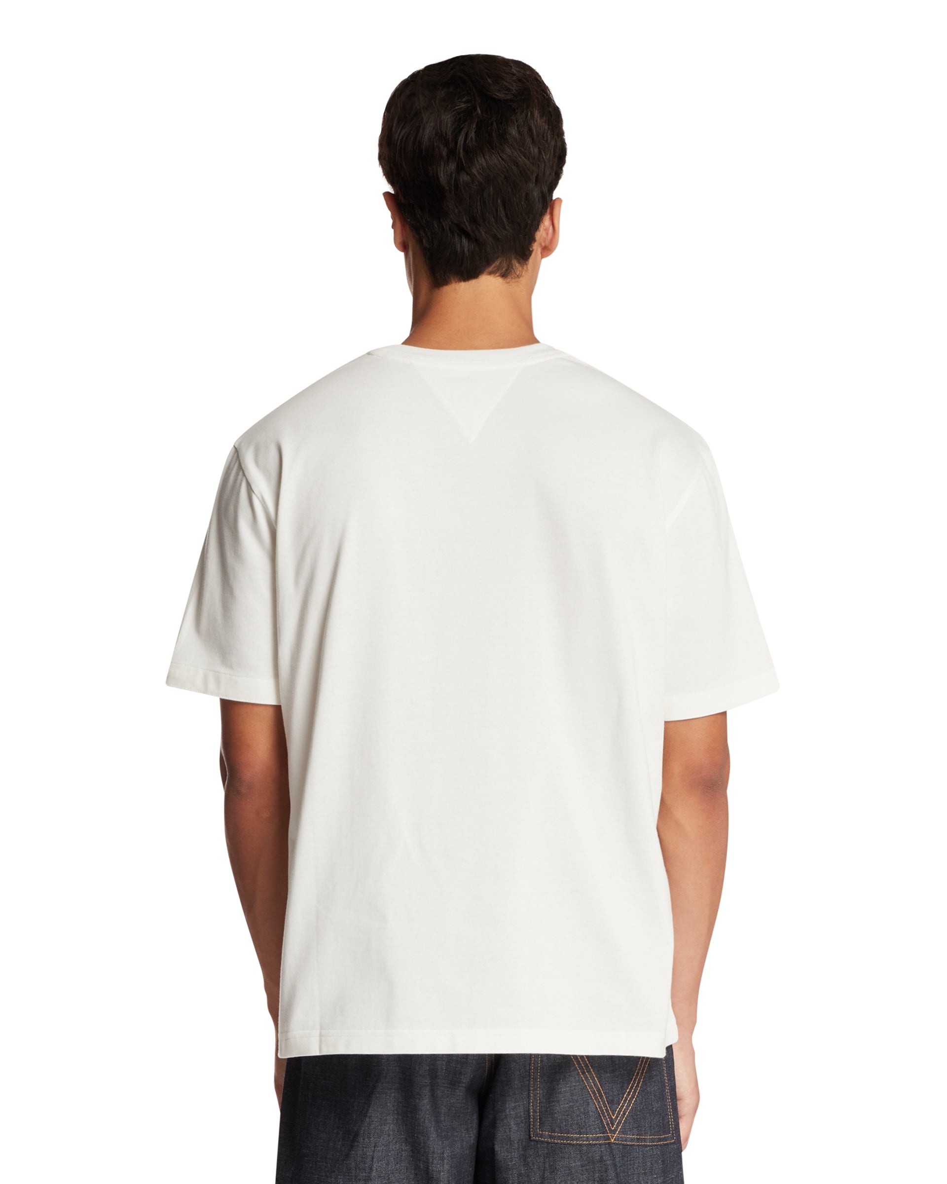 White Crewneck T-Shirt with Embroidery - 3