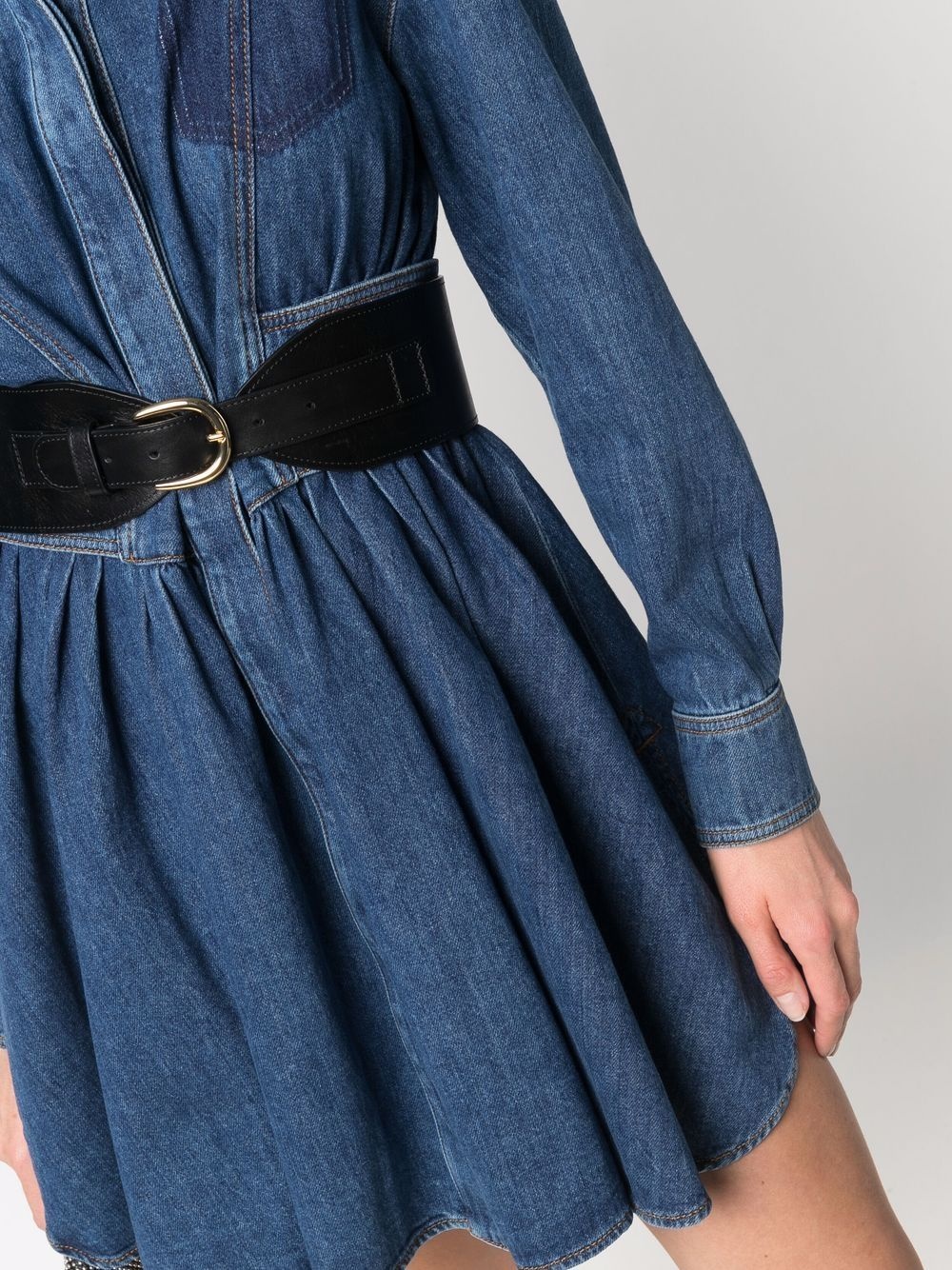 flared denim shirt dress - 5