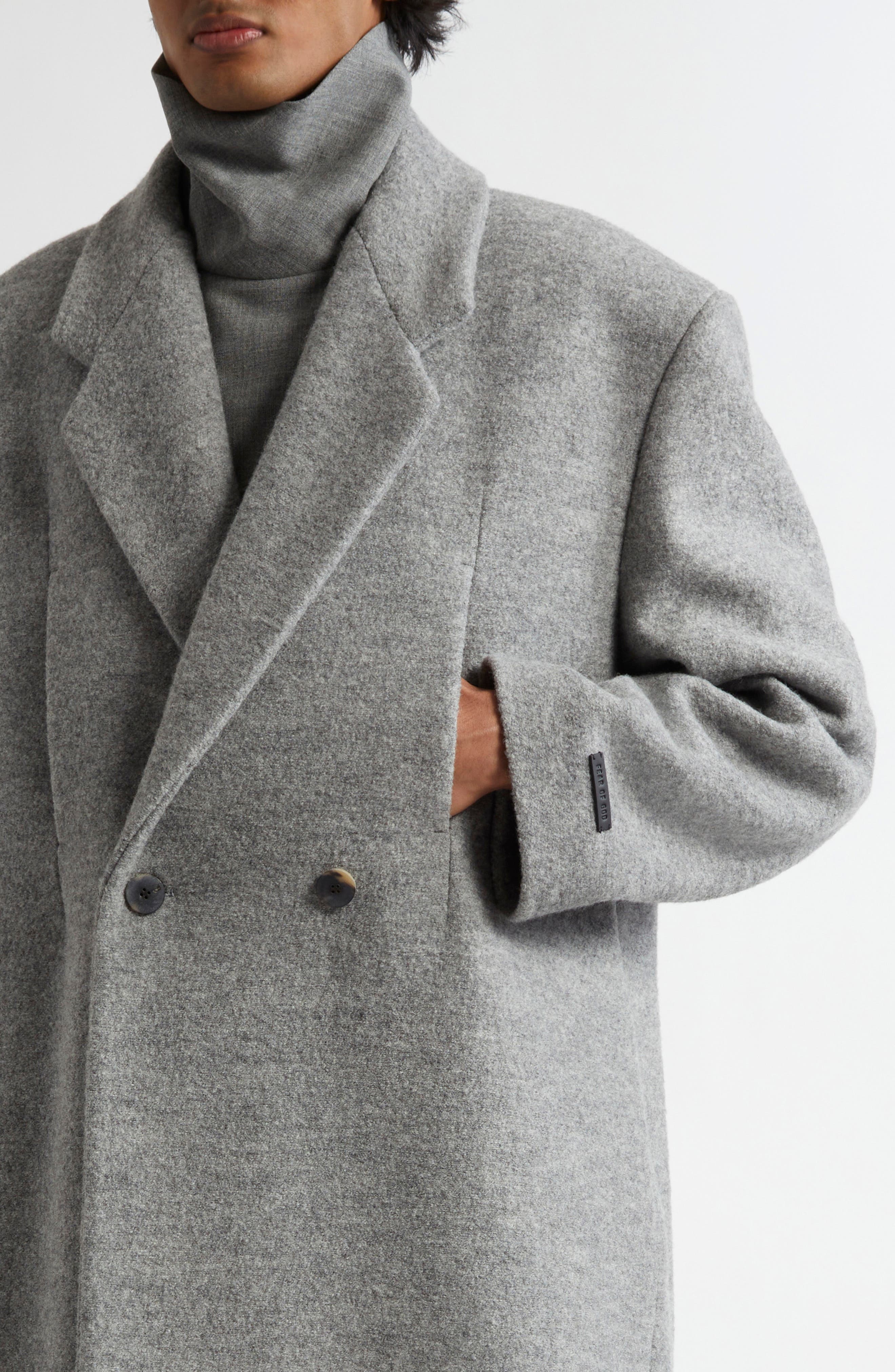 Fear of God Relaxed Boiled Virgin Wool Double Breasted Overcoat in Light Grey at Nordstrom - 5