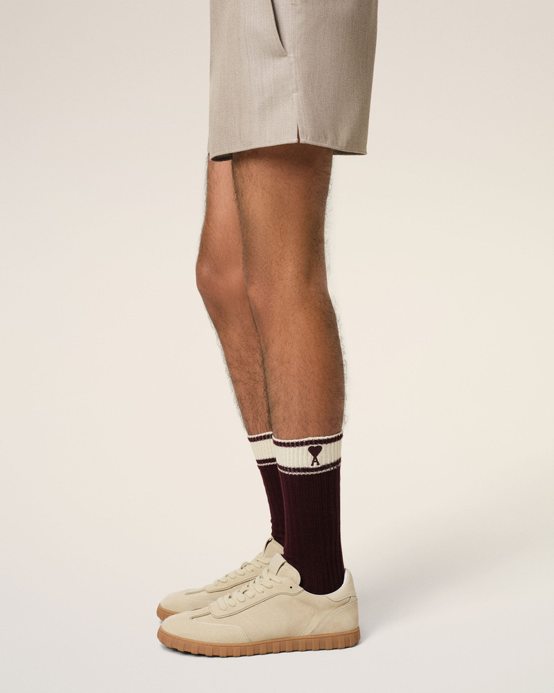 AMI Paris BURGUNDY COTTON AMI DE COEUR STRIPED SOCKS outlook