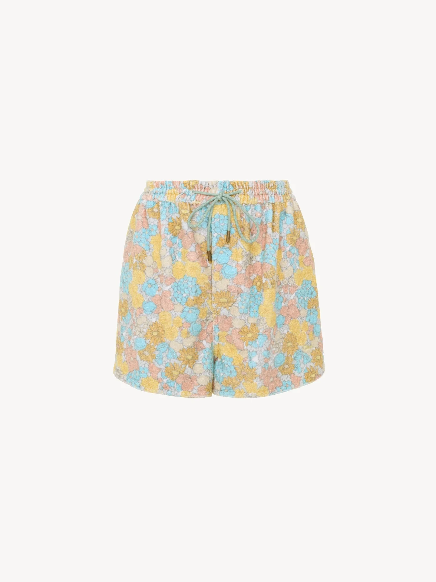 DRAWSTRING MINI SHORTS IN COTTON TOWELING - 1