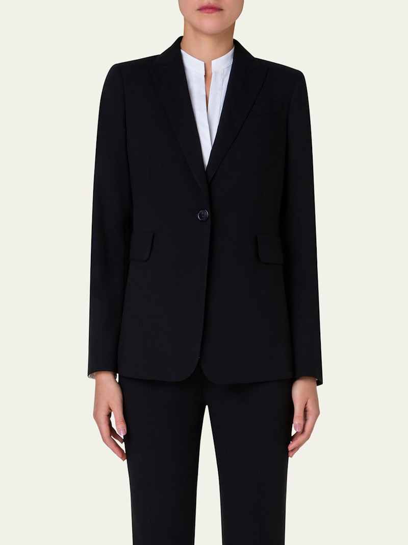 One-Button Wool Long Body Blazer Jacket 4
