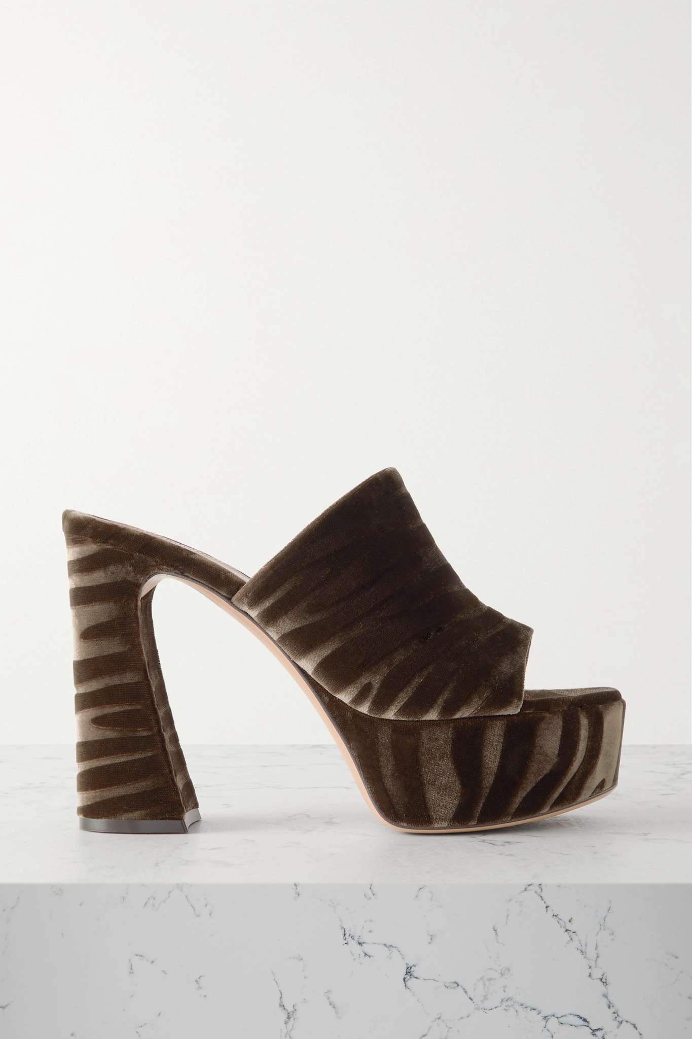 Holly 120 zebra-print velvet platform mules - 1