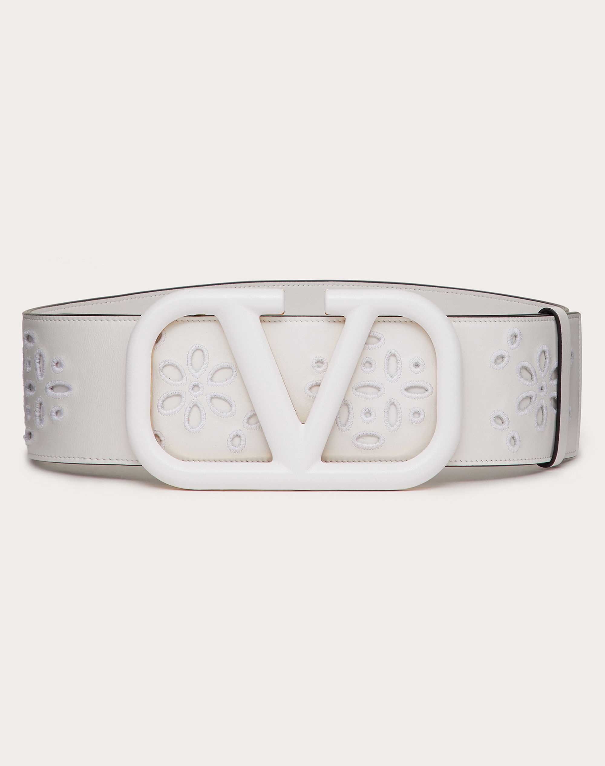 VLOGO SIGNATURE BELT IN CALFSKIN WITH SAN GALLO EMBROIDERY 70 MM - 1