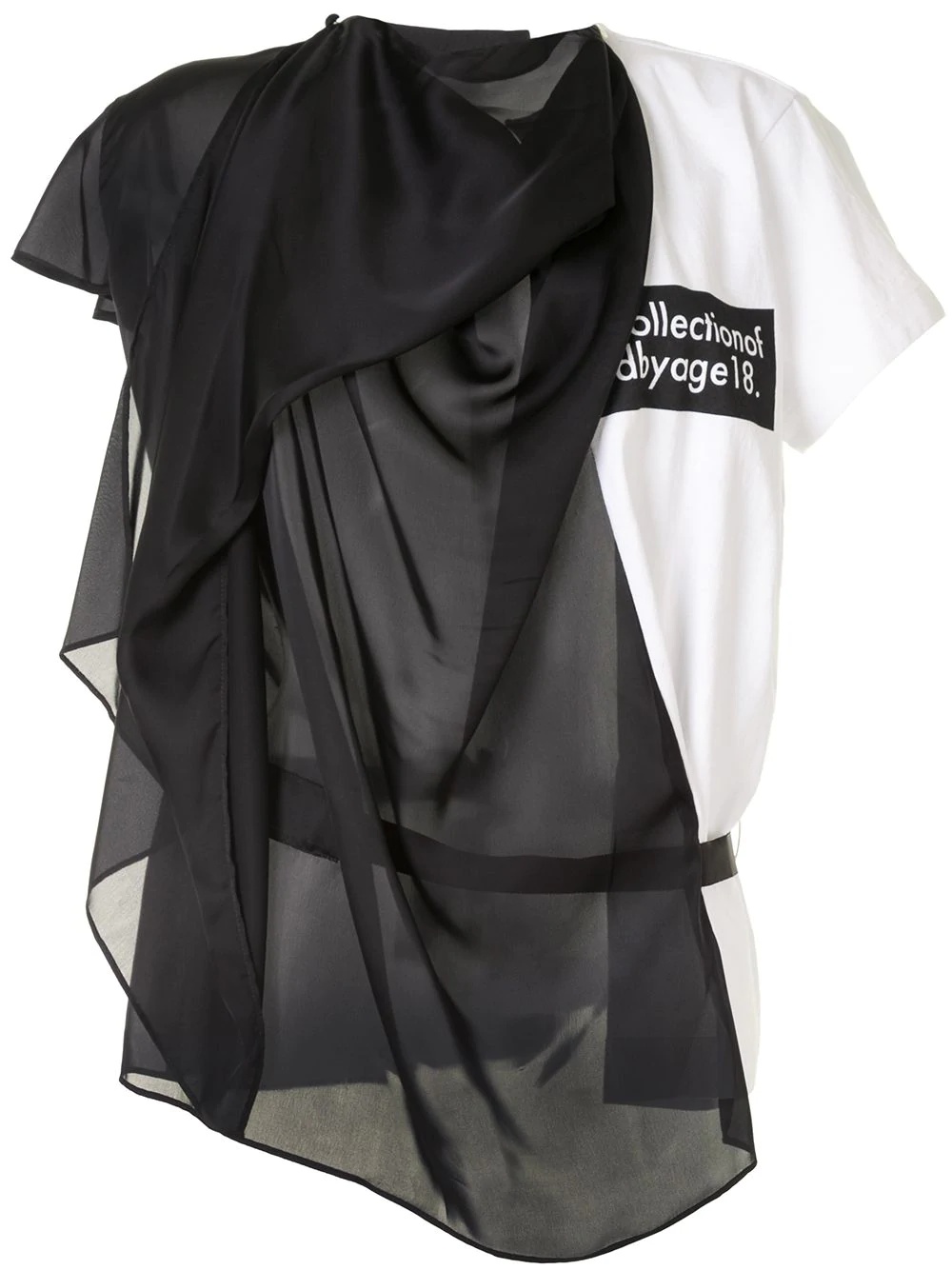 draped contrast panel T-shirt - 1