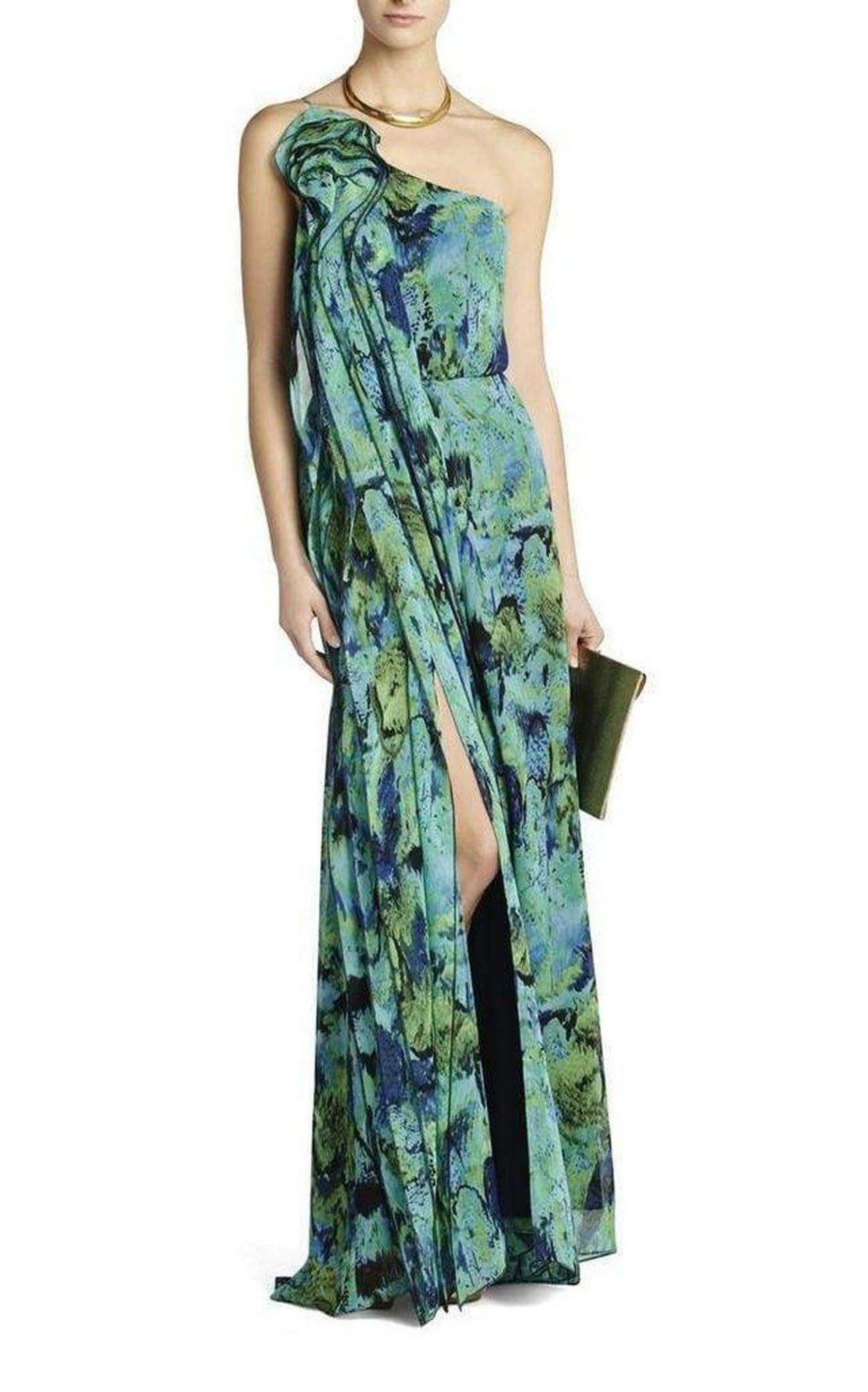 Other Designers BCBGMAXAZRIA - Nalda One-Shoulder Long Ruffle Dress |  runwaycatalog | REVERSIBLE