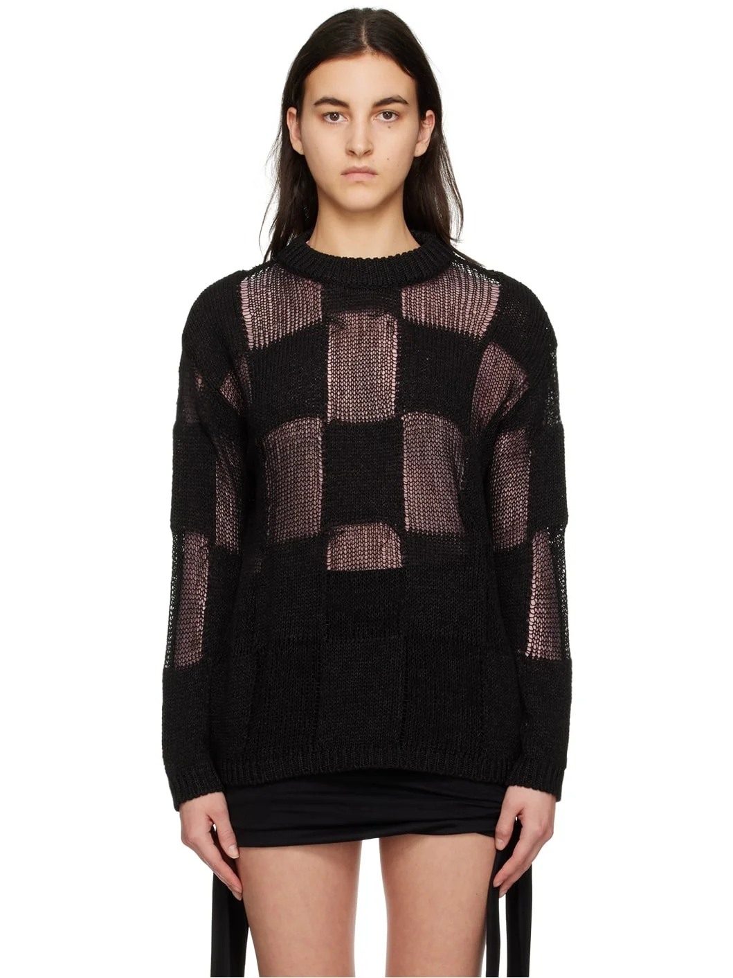 Black Check Sweater - 1