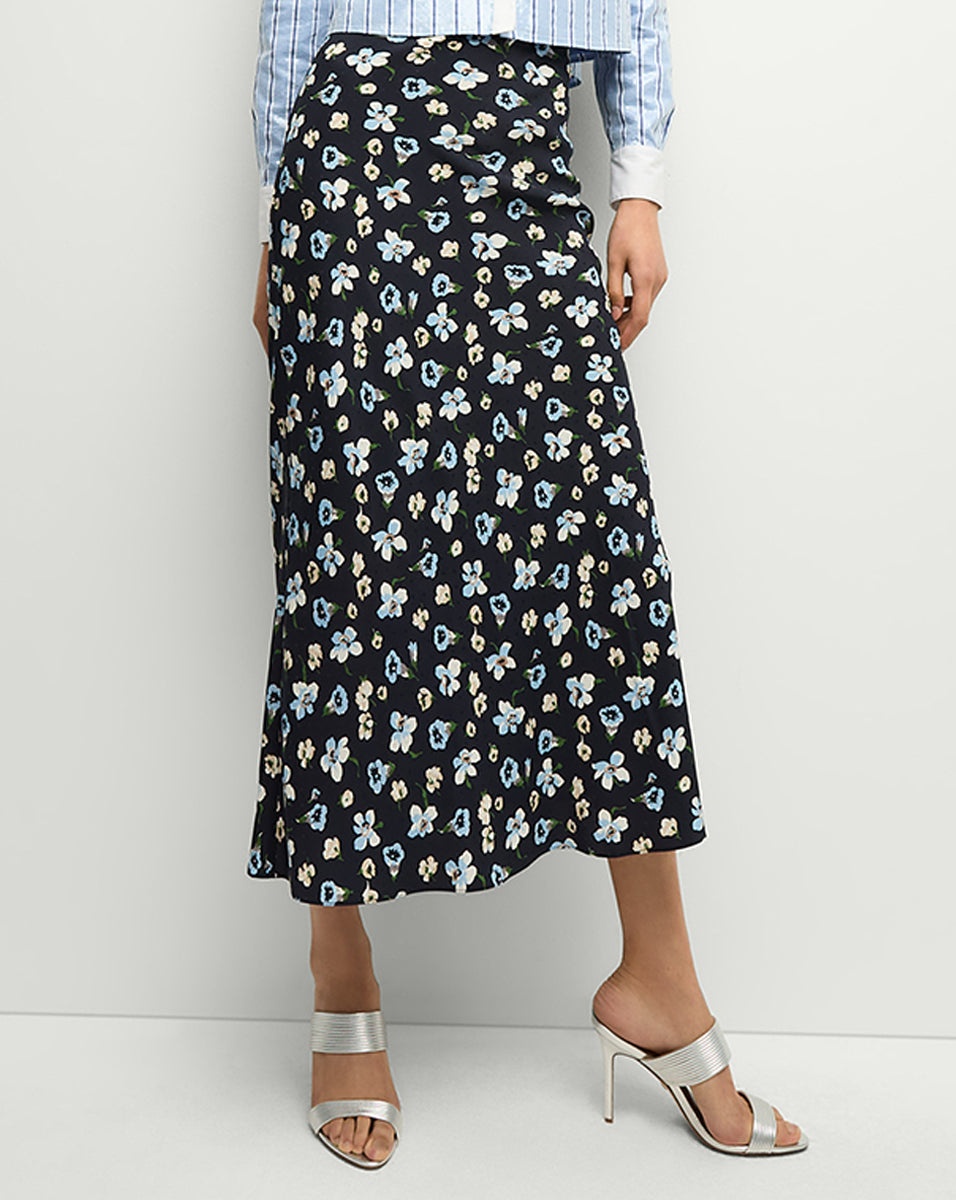 CLOVER STRETCH-SILK FLORAL SKIRT - 3