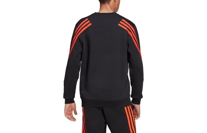adidas adidas M FI 3S Cerw Colorblock Stripe Sports Round Neck Long Sleeves Black H46542 outlook