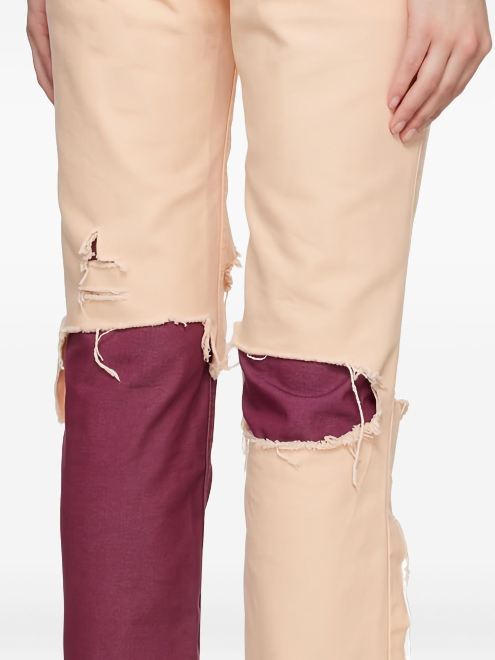 layered cotton jeans - 4