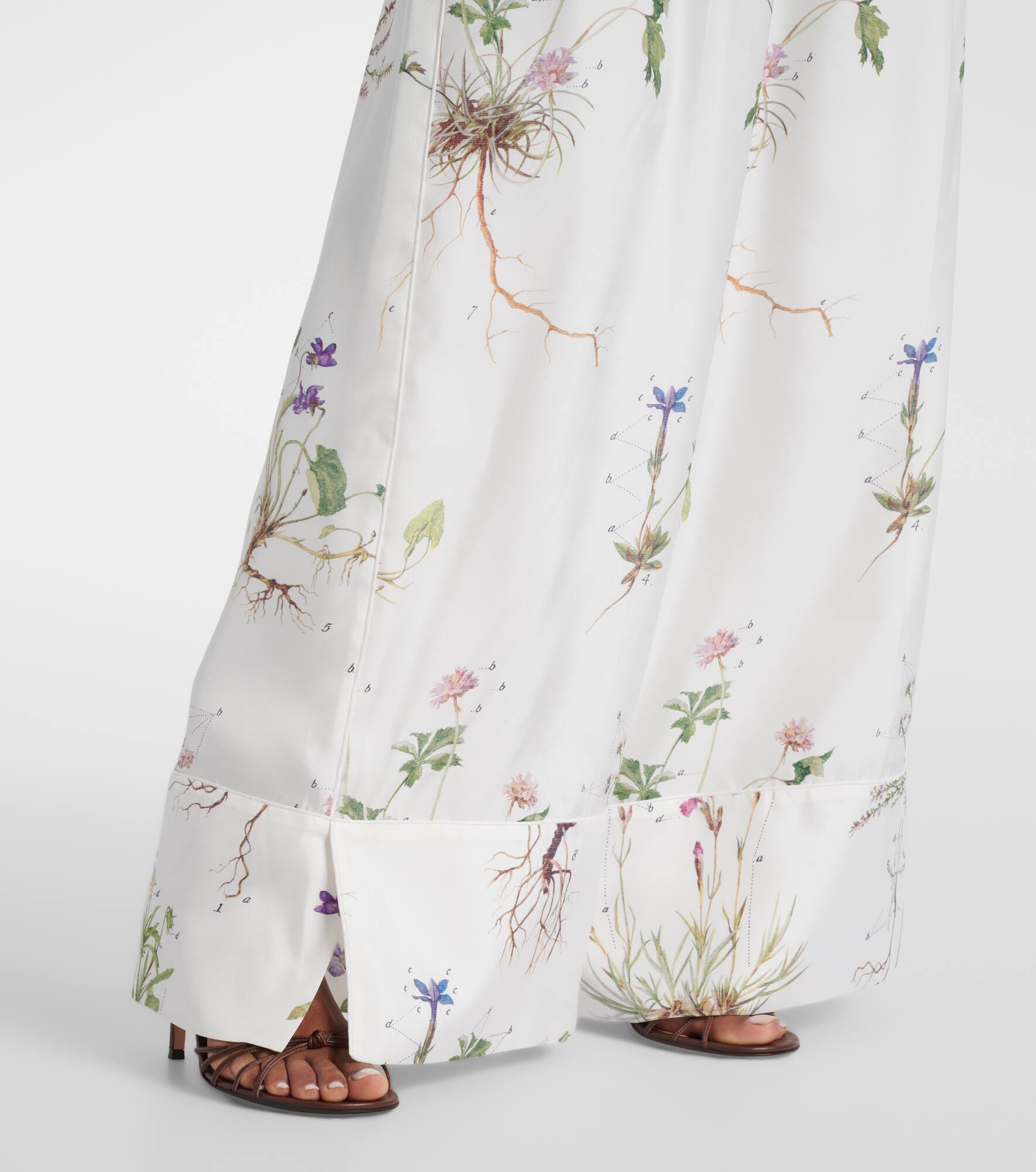 Floral printed silk wide-leg pants - 5