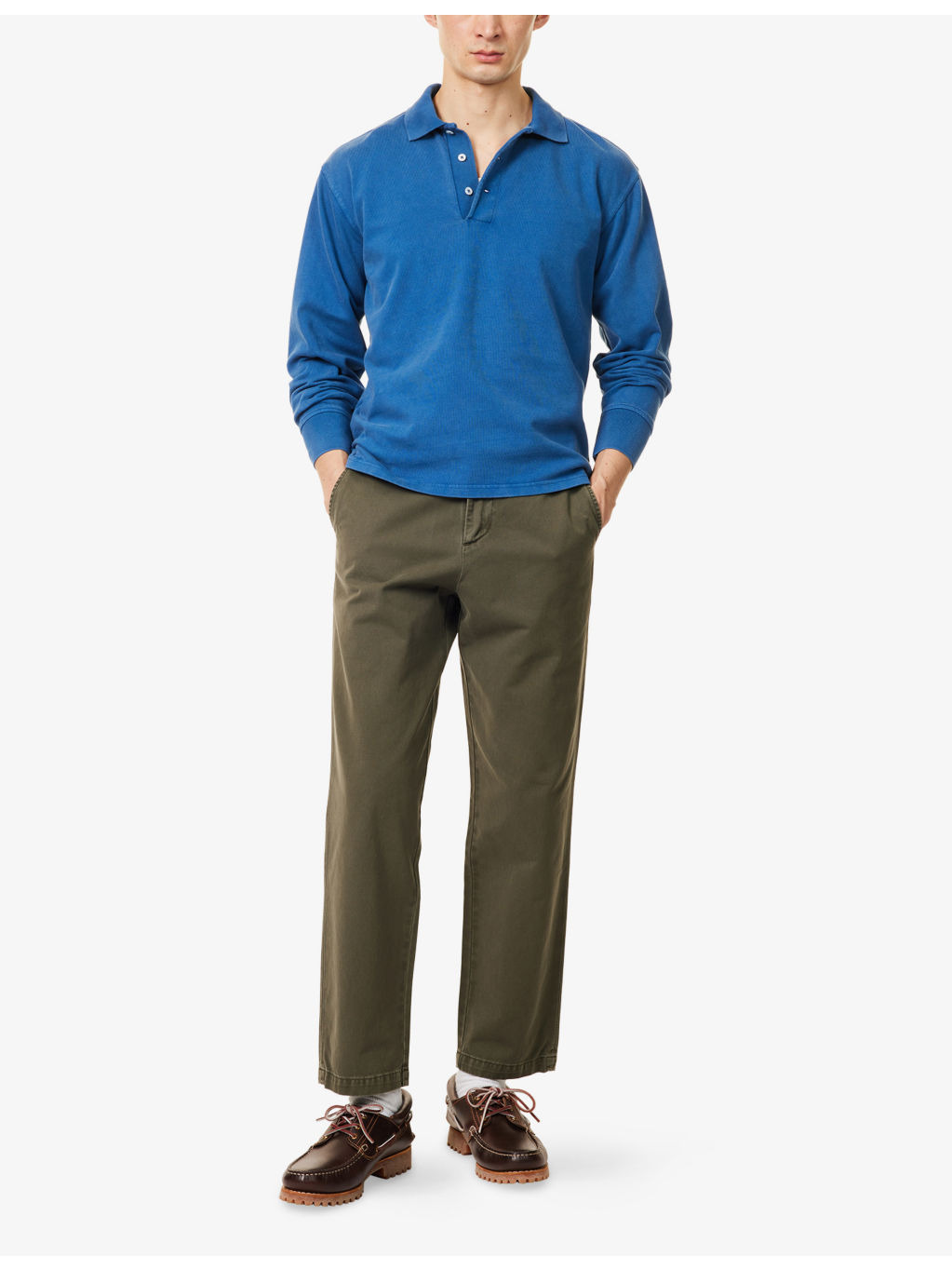 Flat Front Chino Tapered-Leg Cotton Trousers - 2
