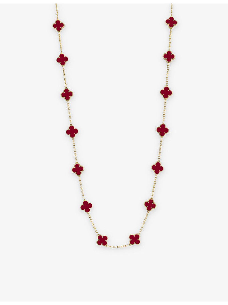 Vintage Alhambra yellow gold and carnelian necklace 1