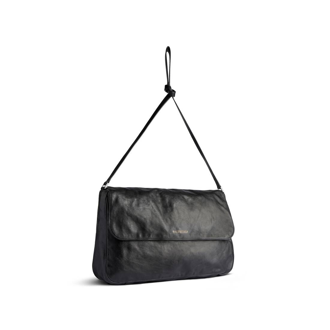 Men's Grungy Medium Messenger Bag in Black - 2