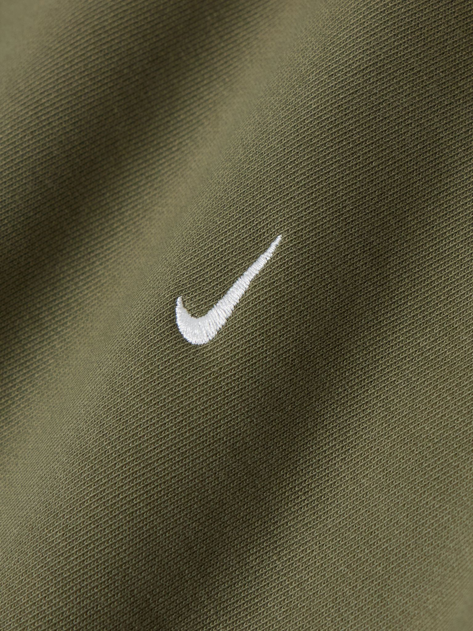 Solo Swoosh Oversized Logo-Embroidered Cotton-Blend Jersey Sweatshirt Green - 4