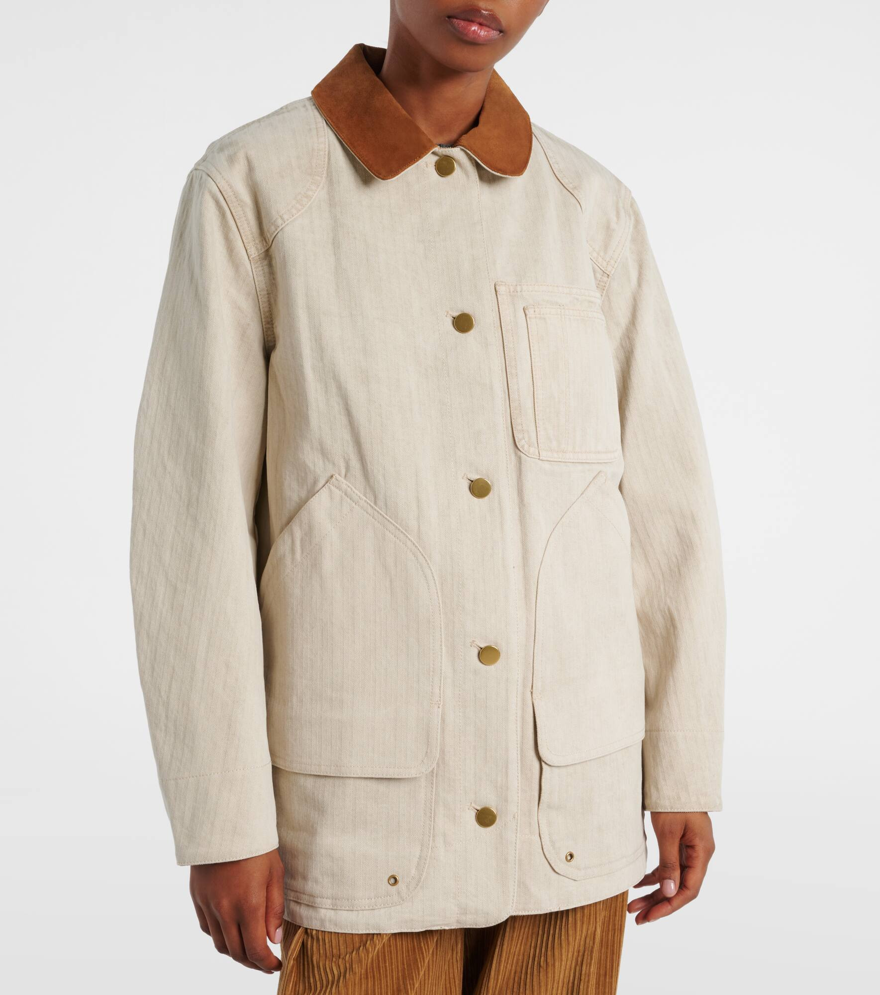 Abbas suede-trimmed cotton field jacket - 6