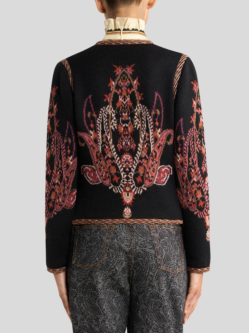 WOOL-BLEND JACQUARD CROPPED CARDIGAN WITH PAISLEY MOTIF 5