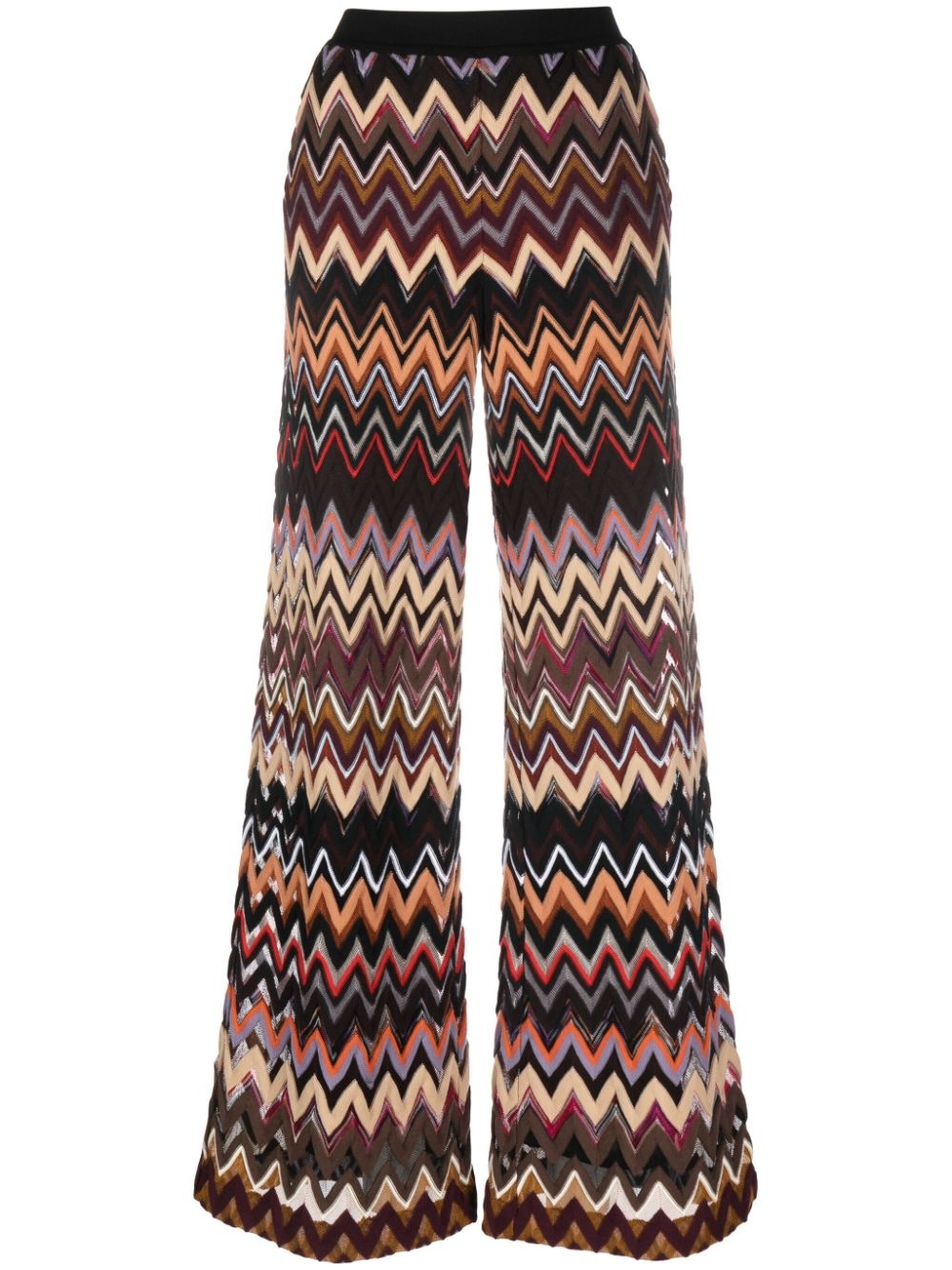 zigzag-knit wide-leg trousers - 1