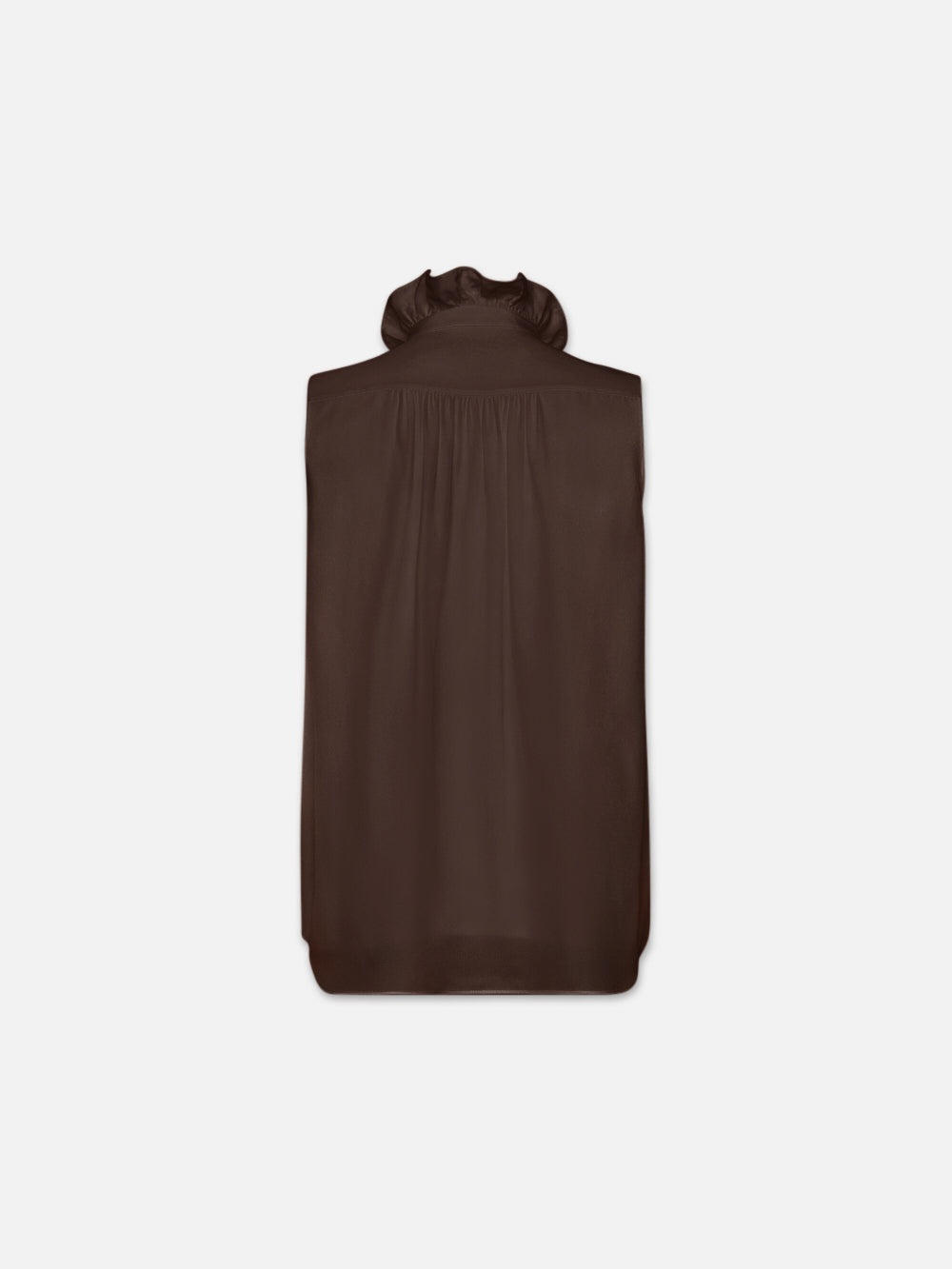 Sleeveless Ruffle Front Blouse in Espresso - 3