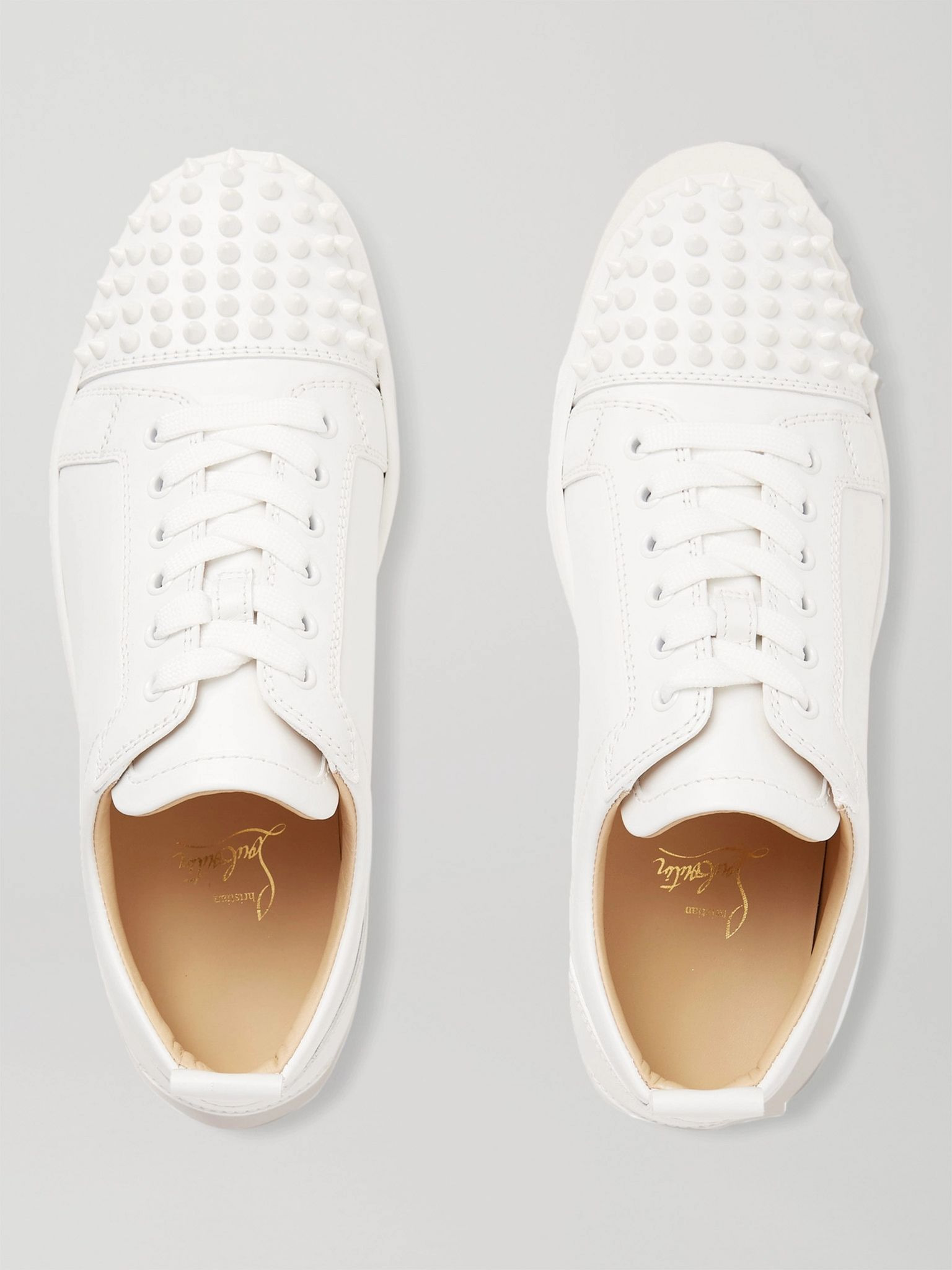 Louis Junior Spikes Cap-Toe Leather Sneakers White - 7