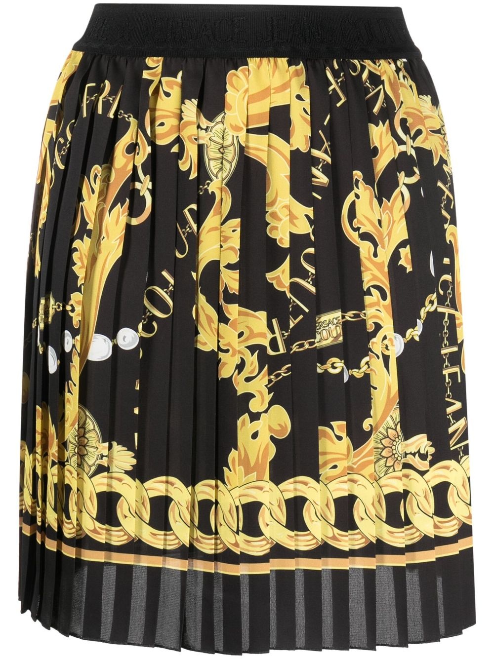logo-print pleated miniskirt - 1