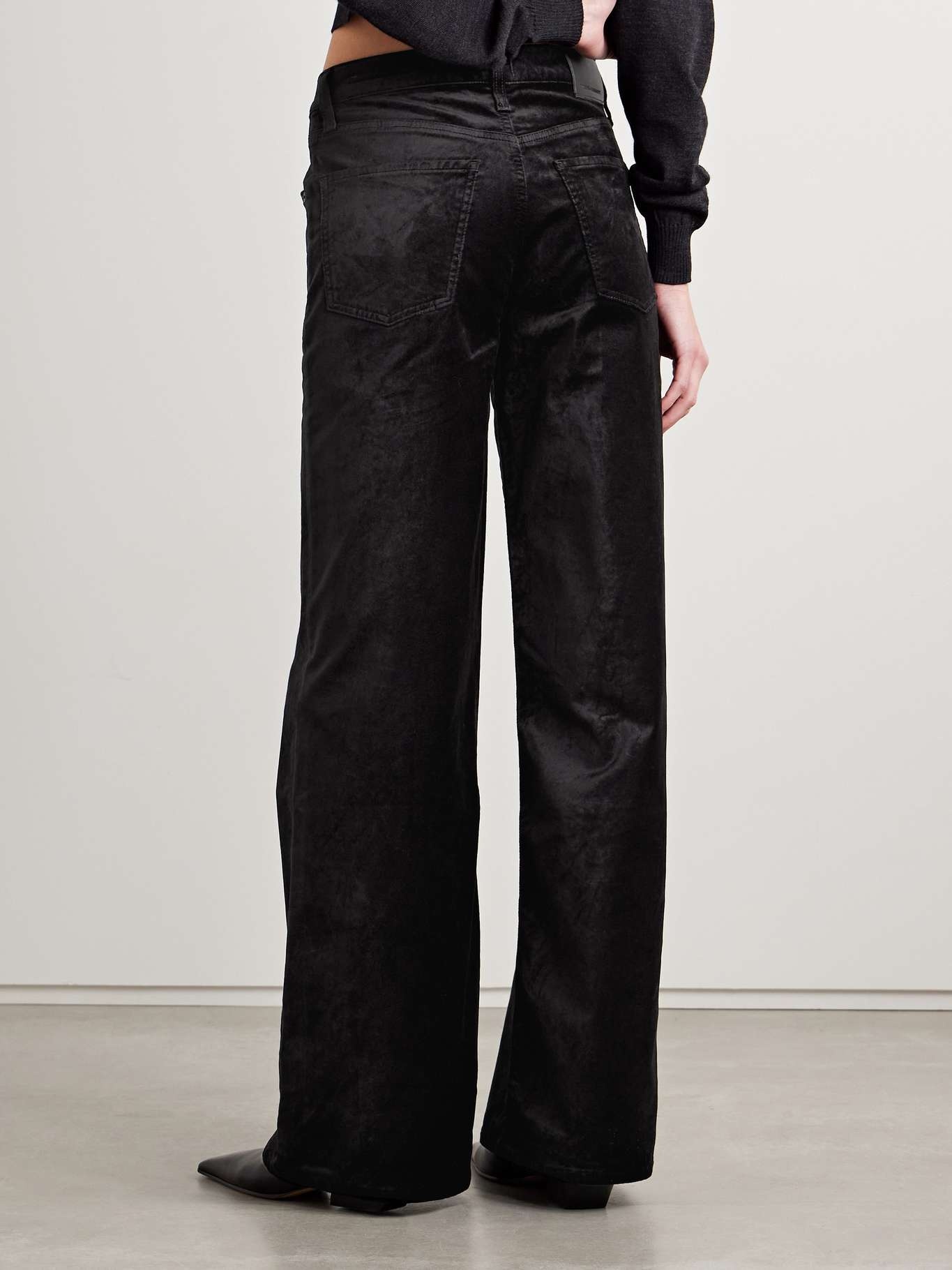 Lolli cotton-blend velvet wide-leg pants Black - 4