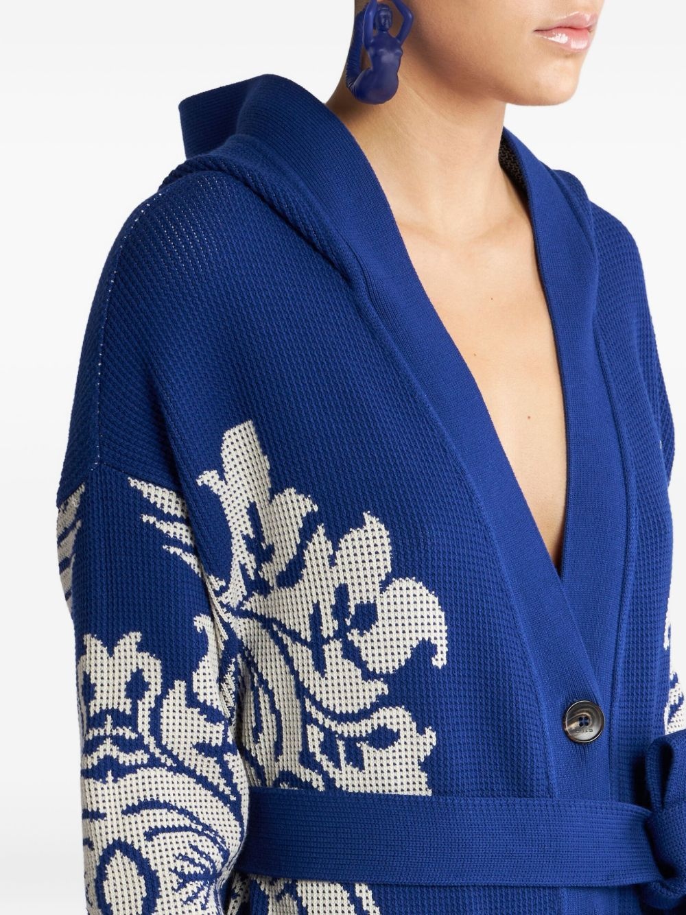 floral-jacquard cardigan - 4