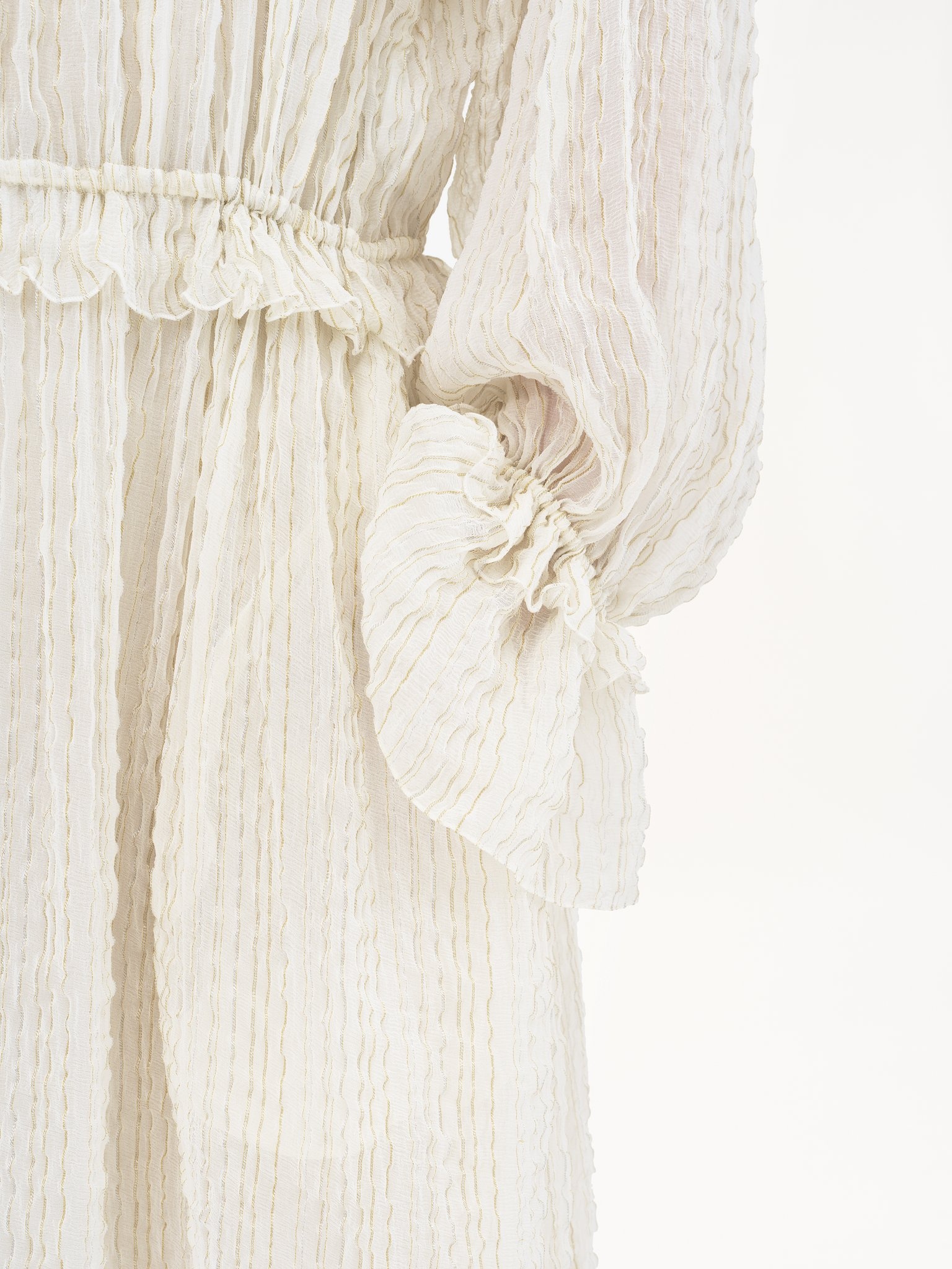 GATHERED LONG DRESS IN SILK CRÊPON - 8