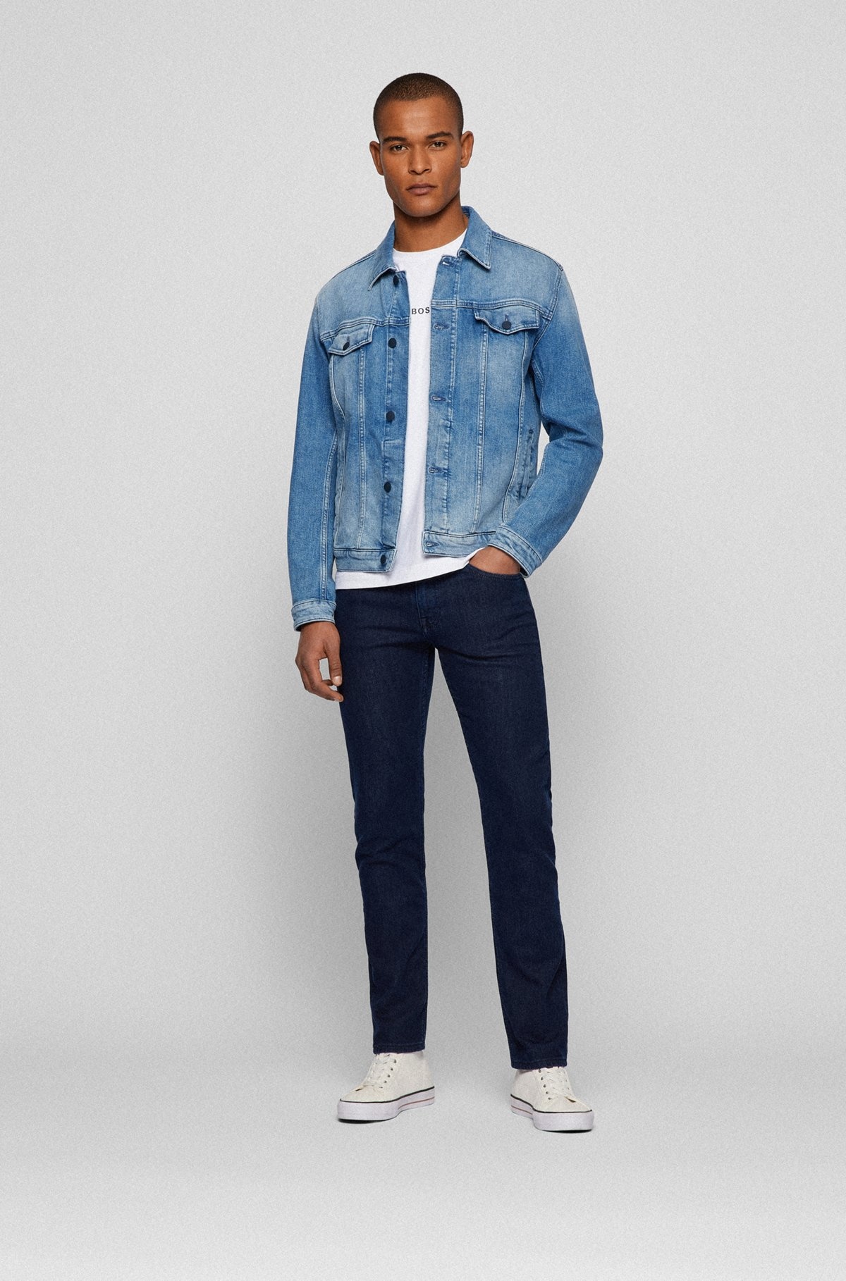 SLIM-FIT JEANS IN BLUE COMFORT-STRETCH DENIM - 3