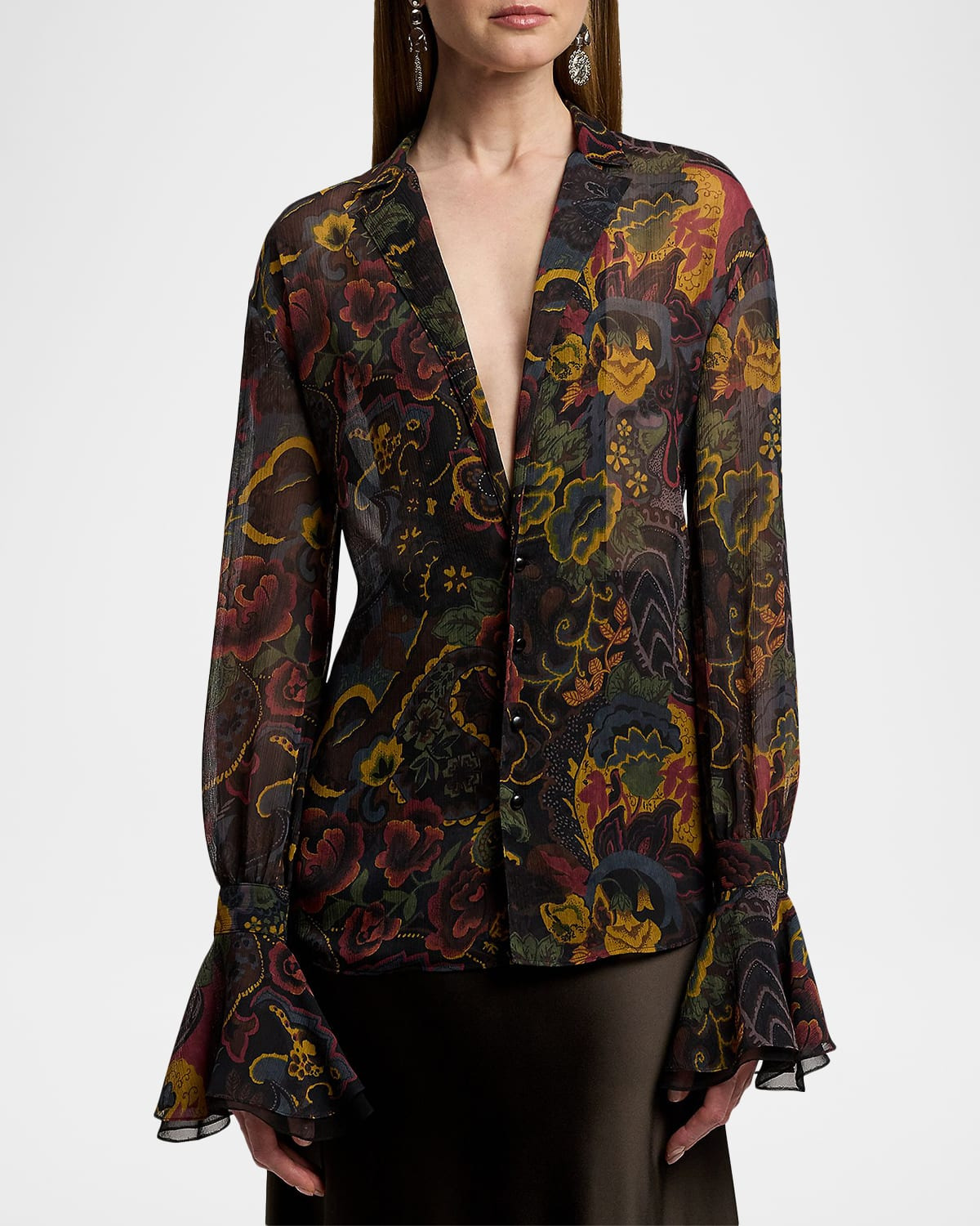 Jolie Ruffle Crinkle Chiffon Blouse - 4