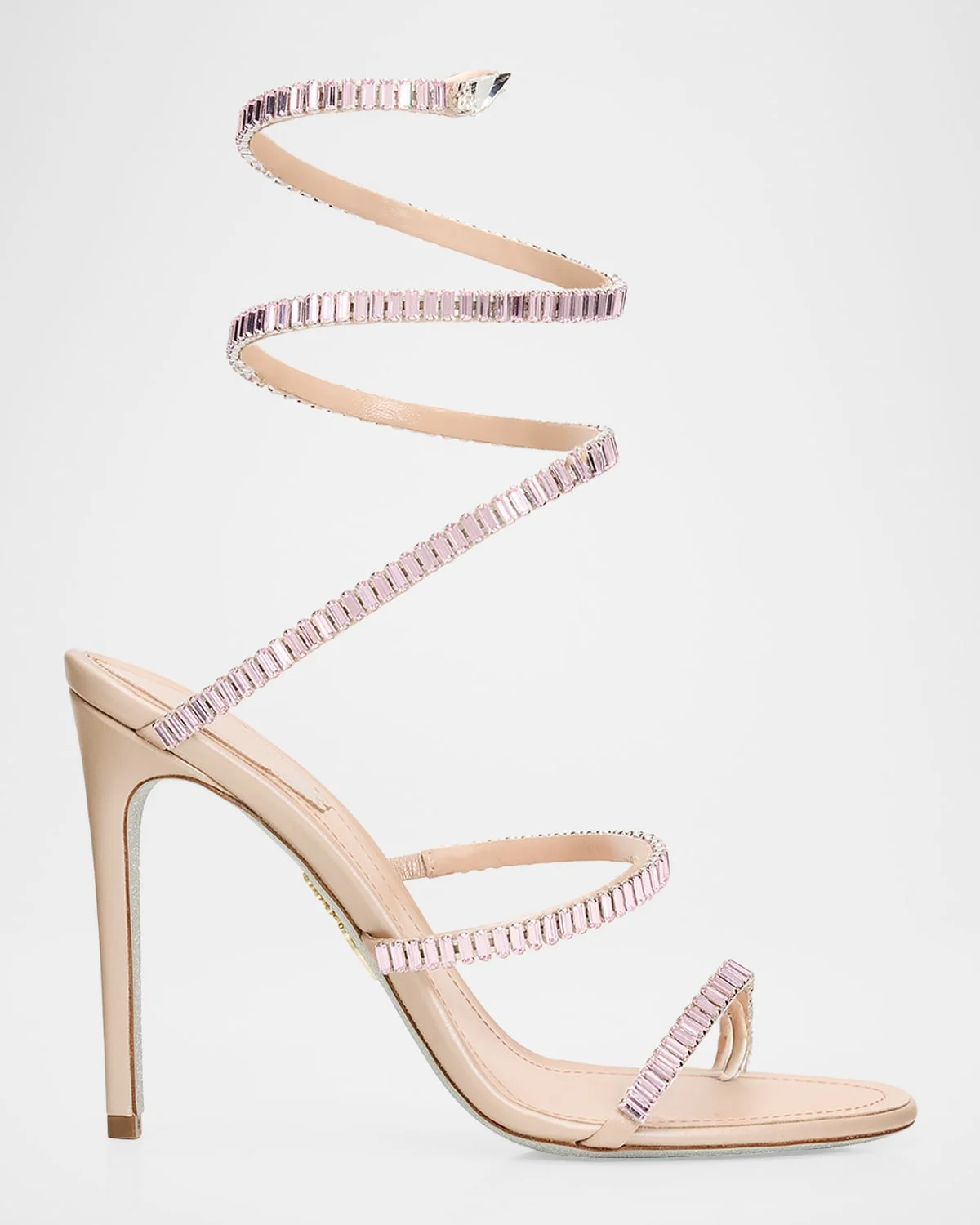 105mm Cleo Embellished Leather Snake-Wrap Sandals - 1
