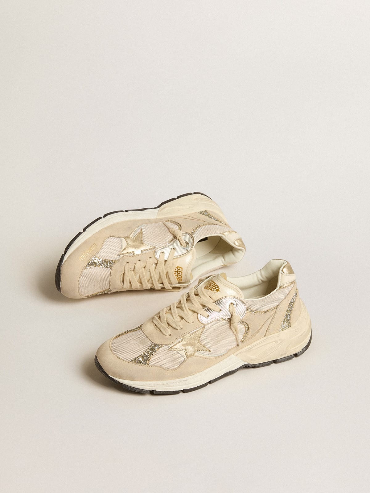 Dad-Star in pearl mesh and suede with platinum leather star and heel tab - 2
