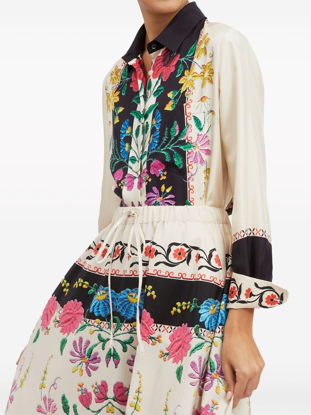 Boy floral-embroidered silk shirt - 2