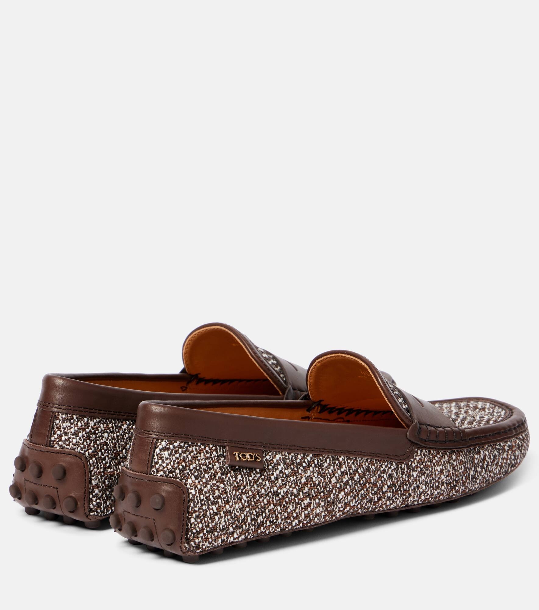 Gommino leather-trimmed tweed driving shoes - 2