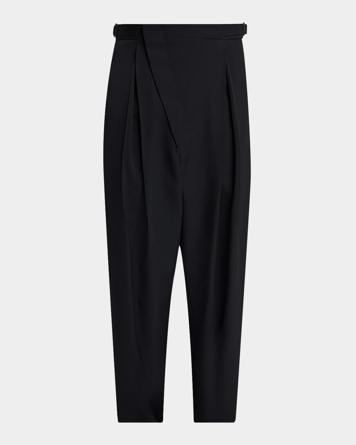 Men's Asymmetric High-Rise Pleated Wool Trousers - 1
