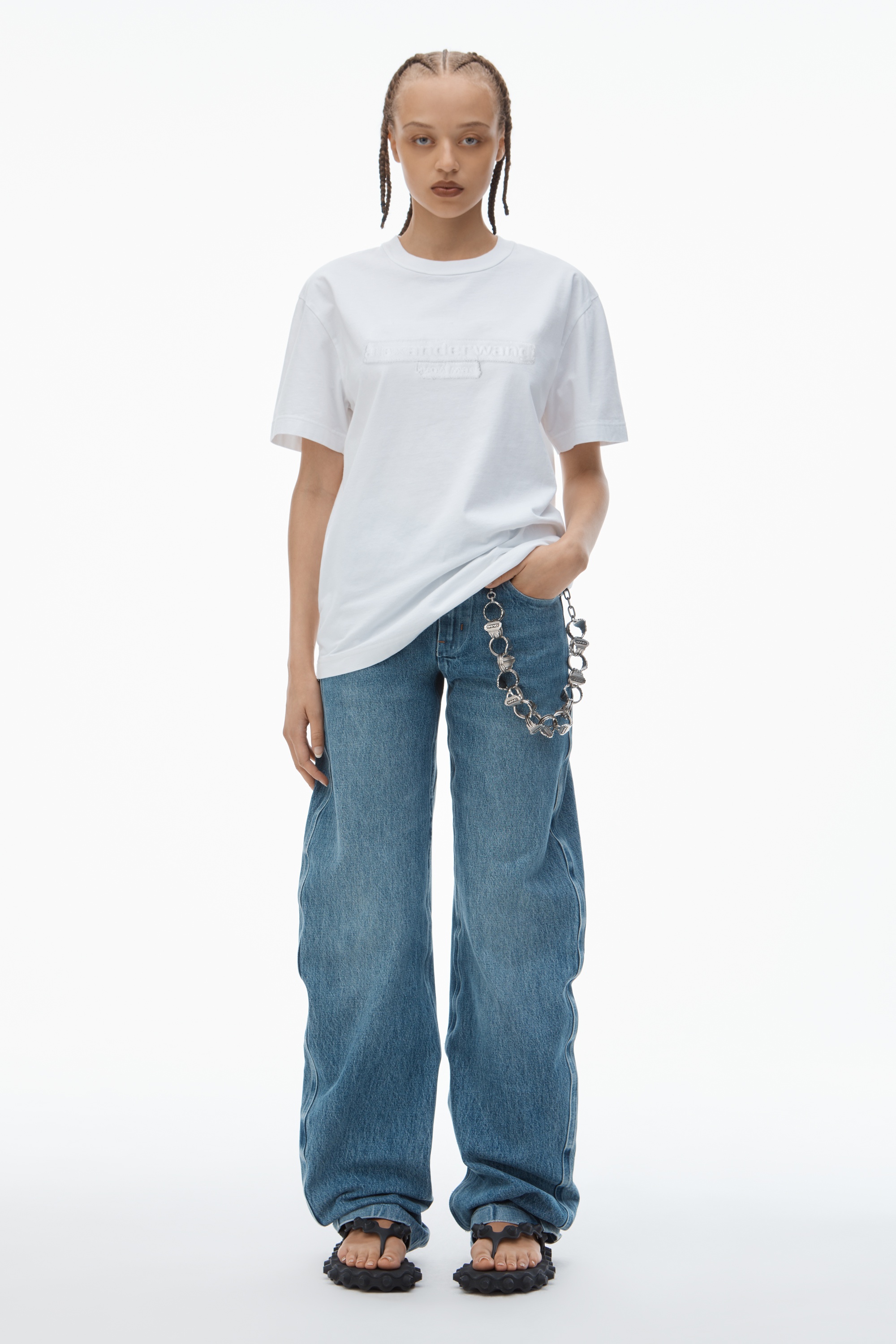 Unisex Tee with Distressed Logo in Cotton Jersey - 5